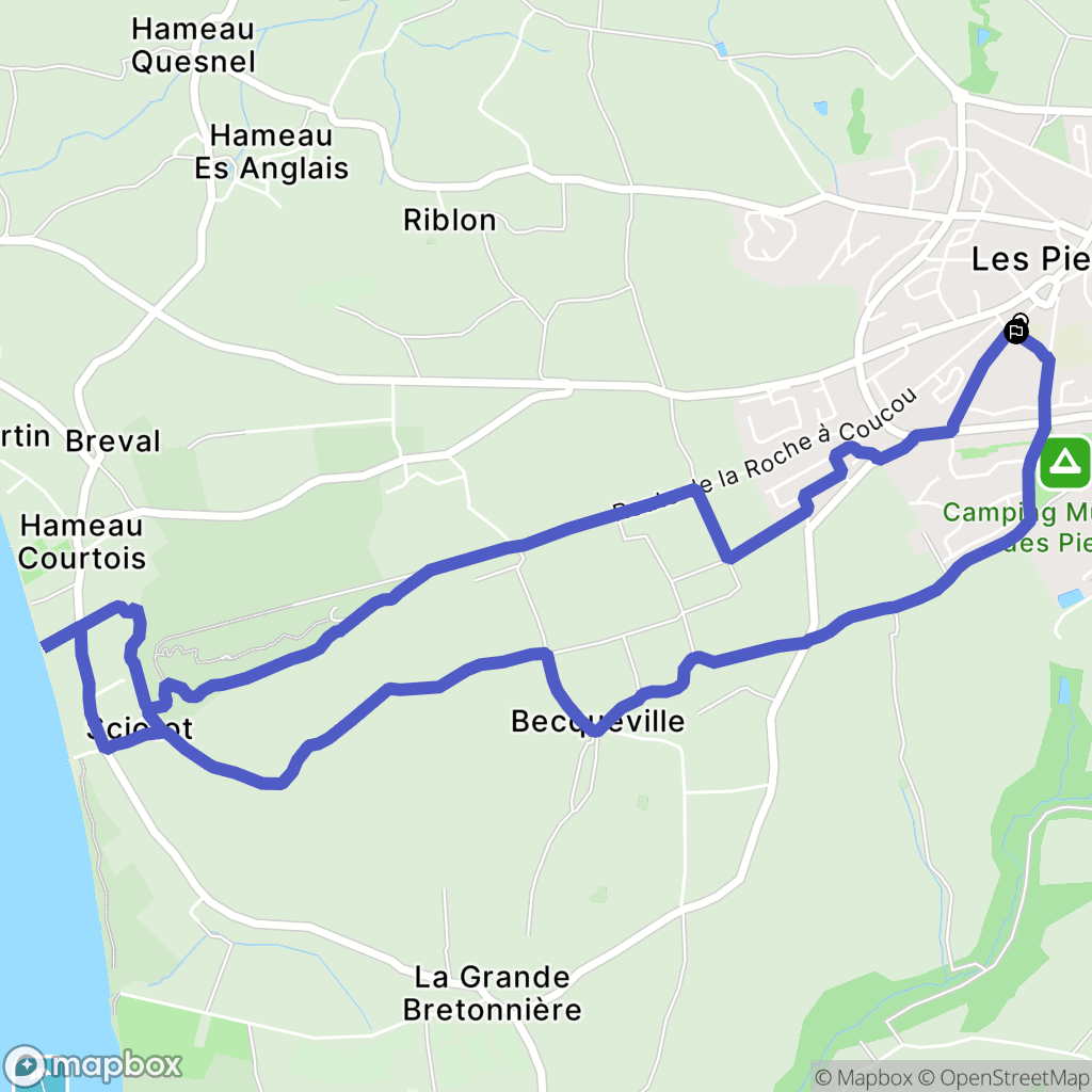 Les Pieux : carte du parcours de randonnée - France