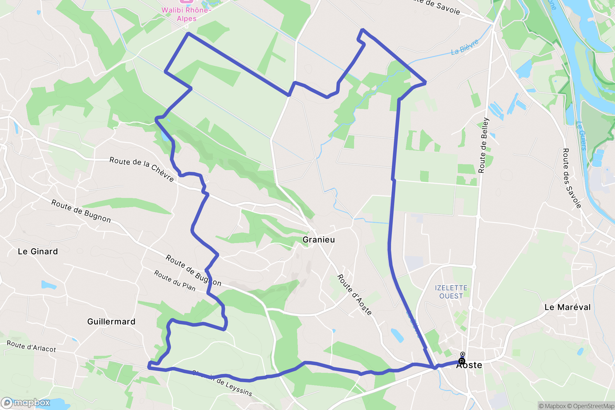 Aoste : carte du parcours de randonnée - France