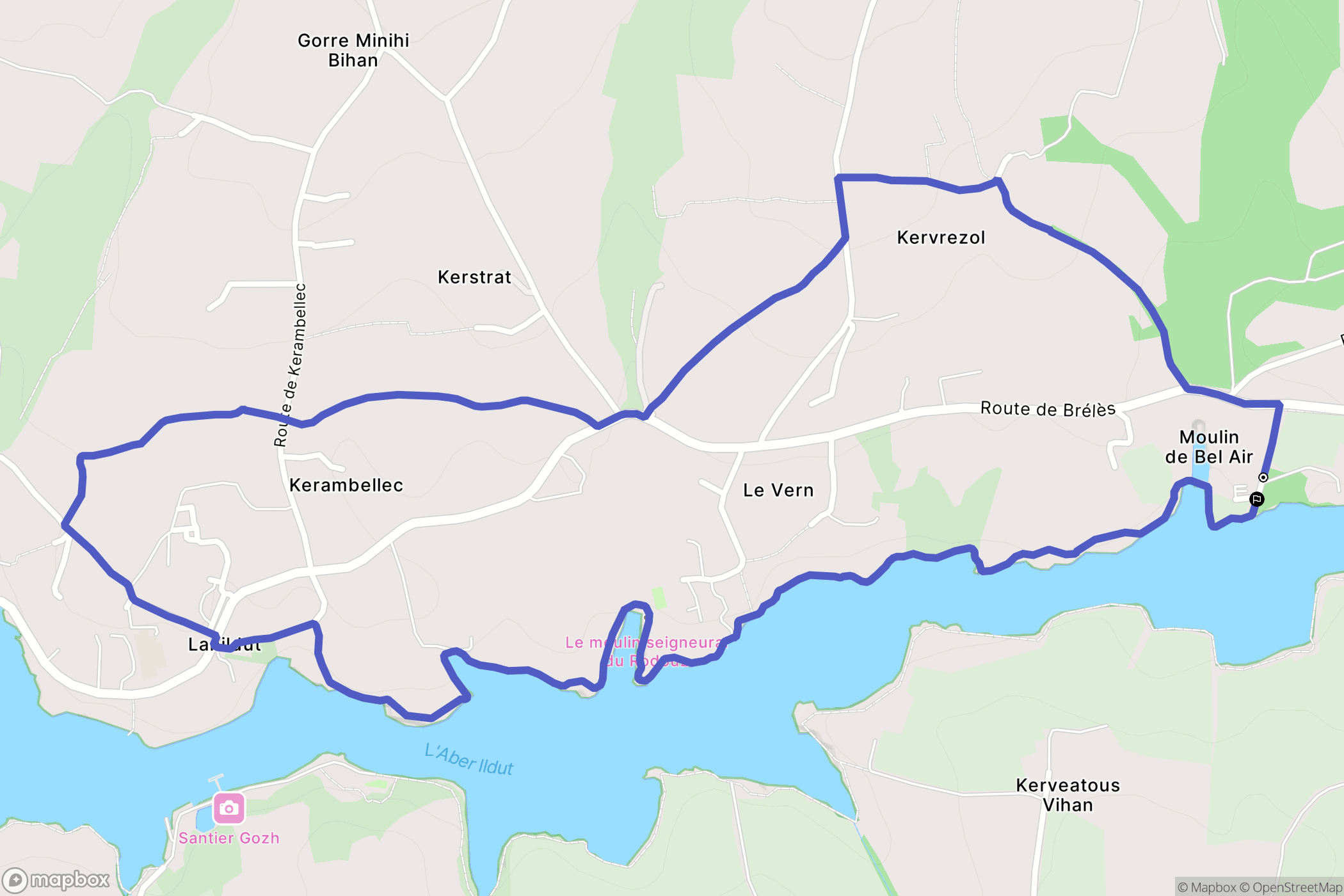 Brélès : carte du parcours de randonnée - France