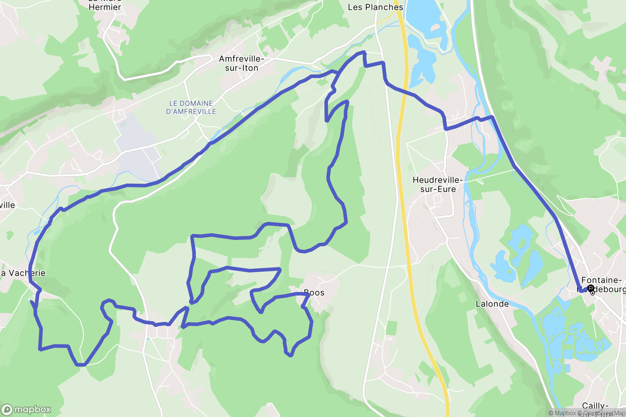 Clef Vallée d'Eure : carte du parcours de randonnée - France