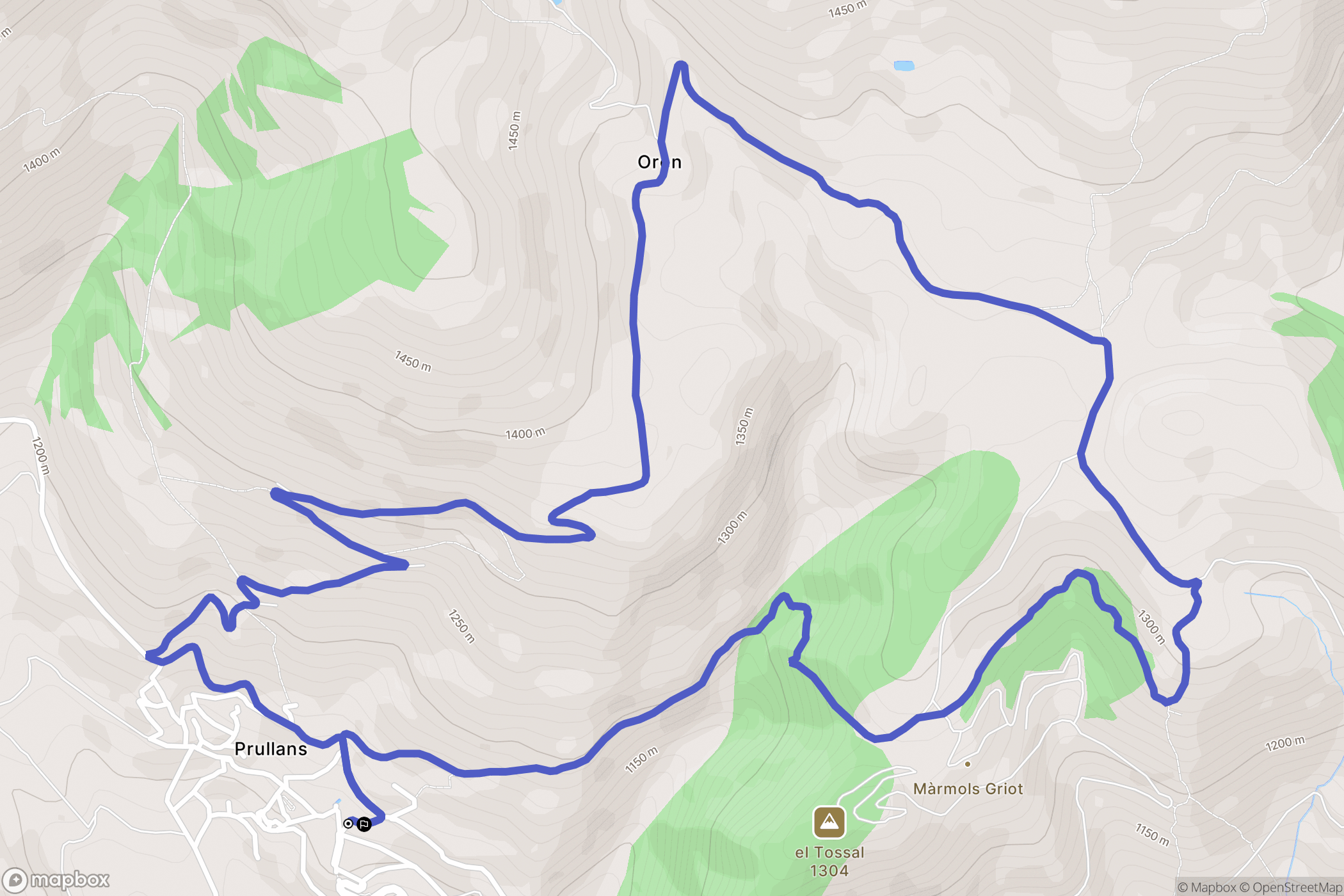 Prullans : carte du parcours de randonnée - Spain