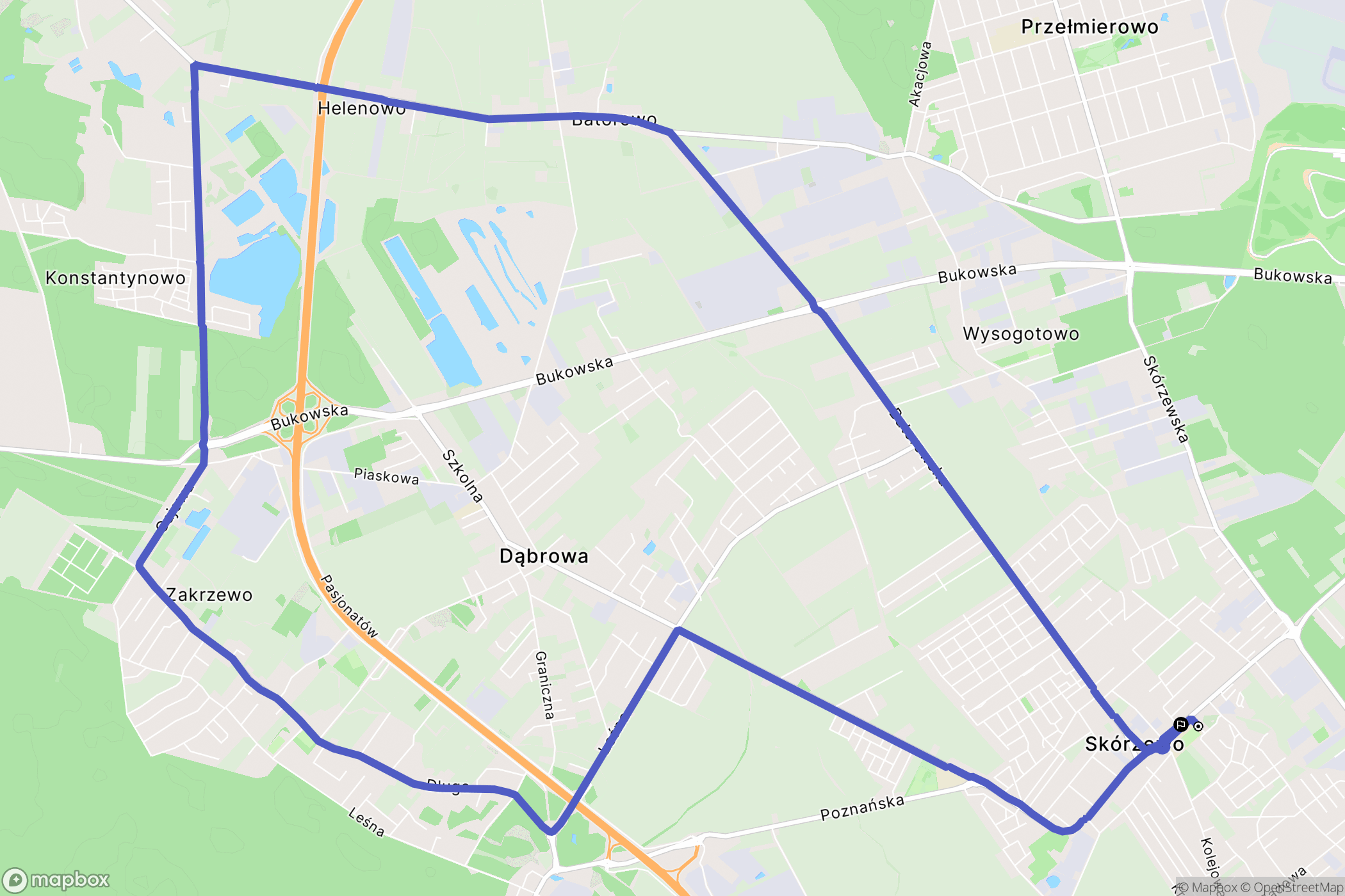 Skórzewo: mapa trasy - Poland