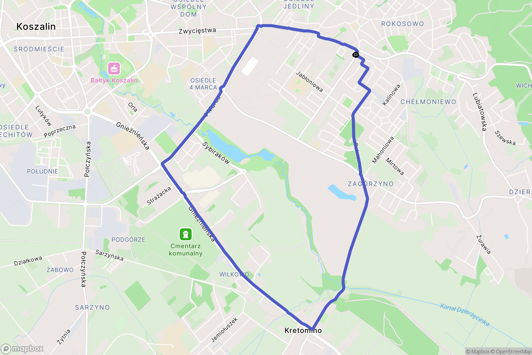 Koszalin: mapa trasy - Poland