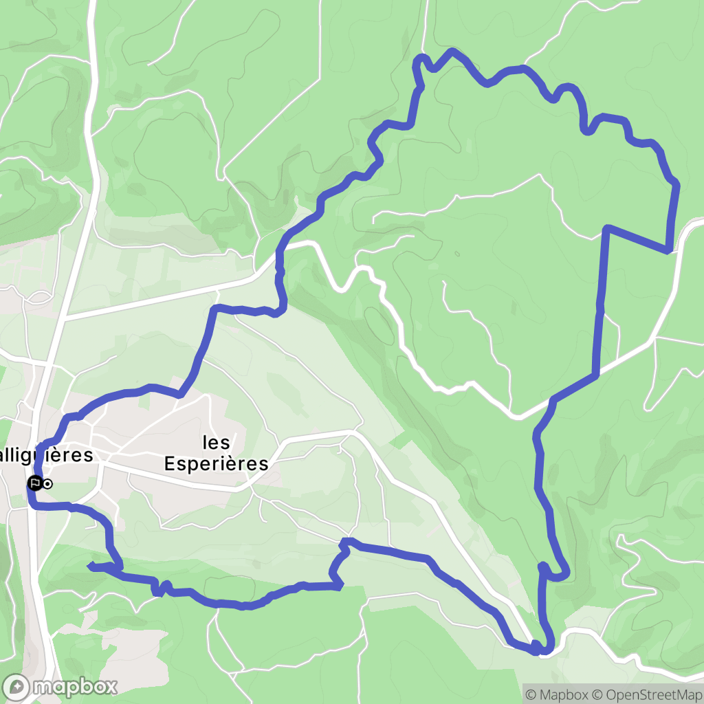 Valliguières : carte du parcours de randonnée - France