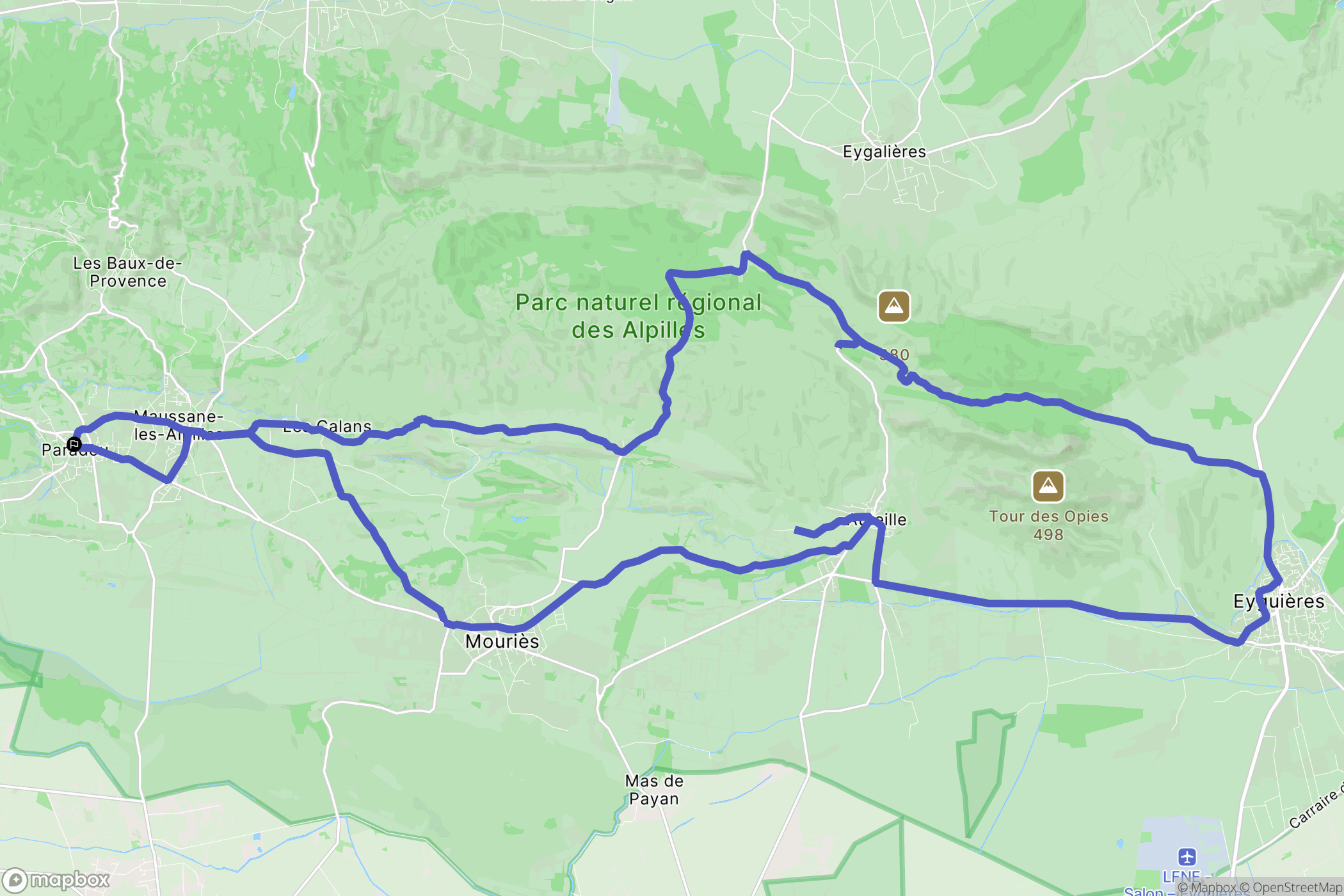 Paradou : carte du parcours de randonnée - France