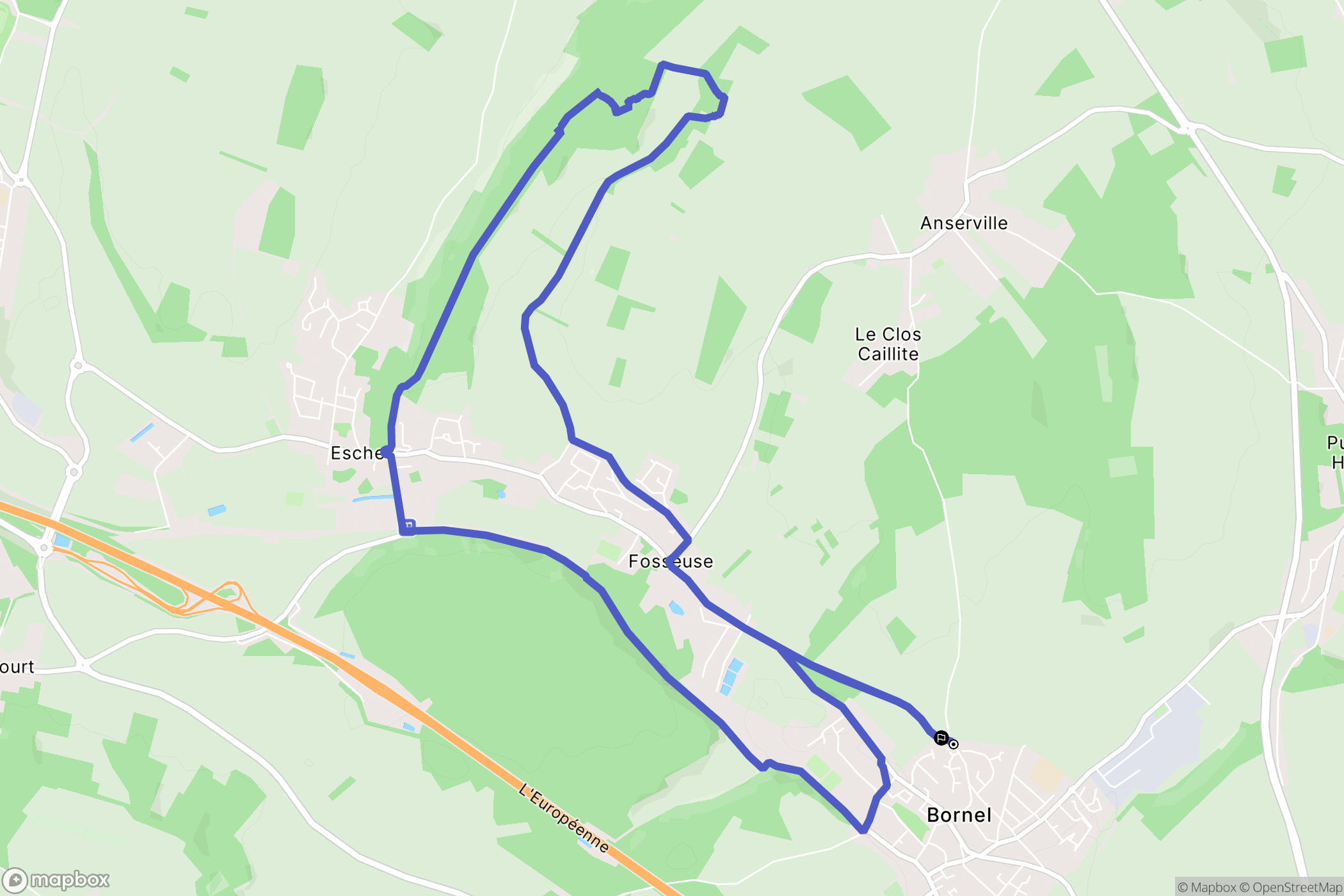 Bornel : carte du parcours de randonnée - France