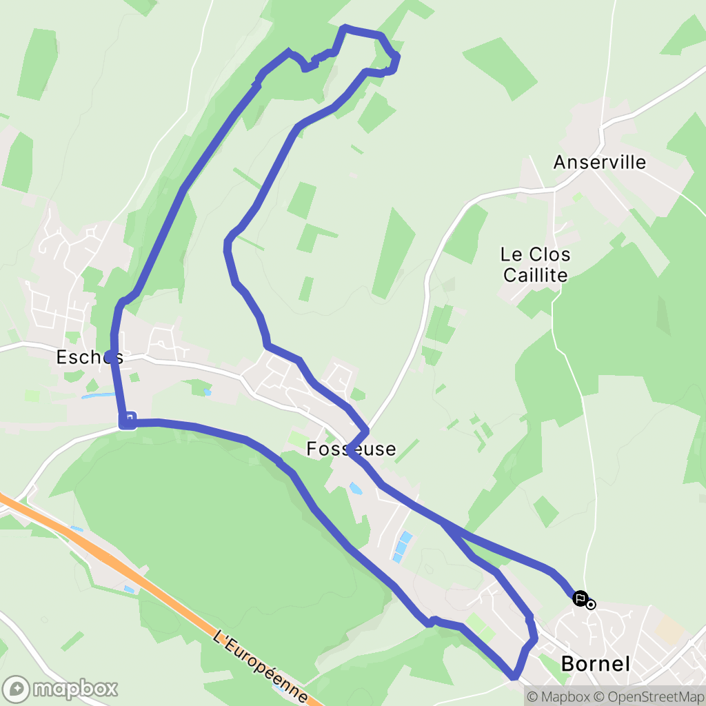 Bornel : carte du parcours de randonnée - France