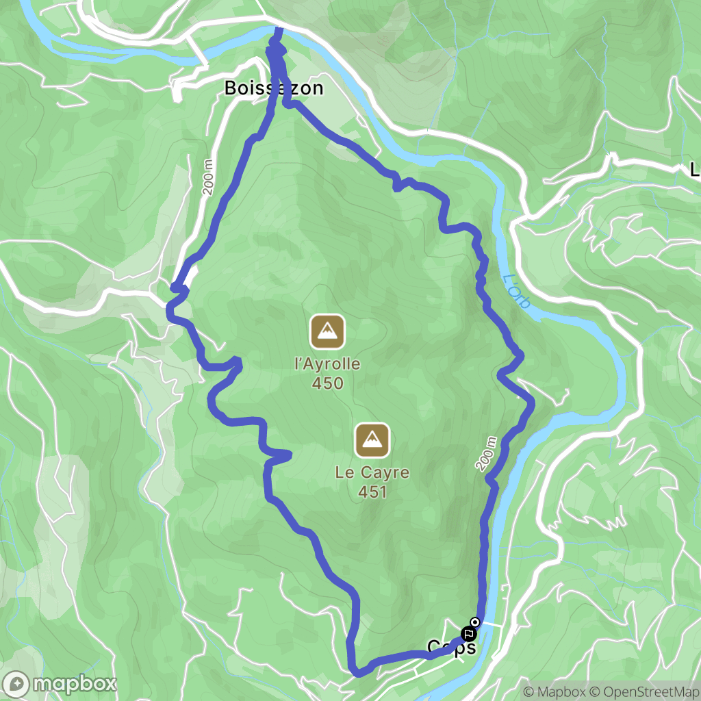 Roquebrun : carte du parcours de randonnée - France