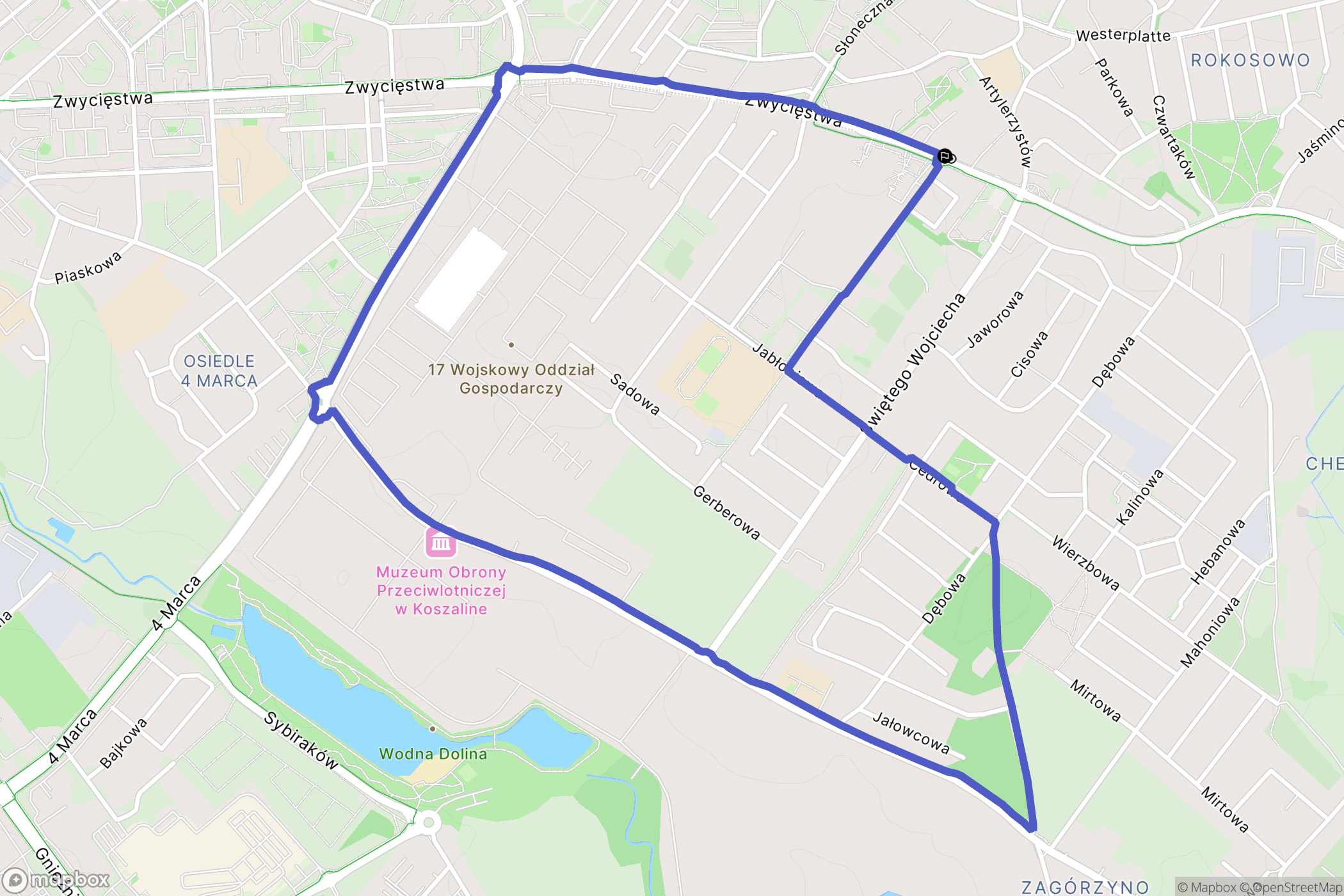 Koszalin: mapa trasy - Poland