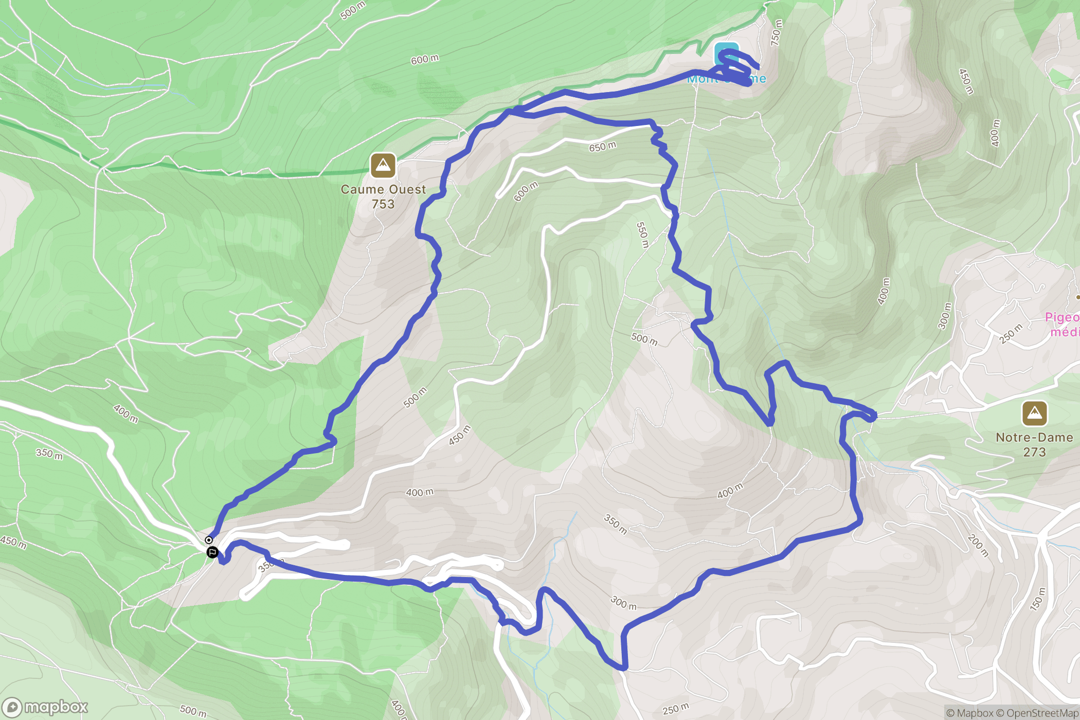 Évenos : carte du parcours de randonnée - France