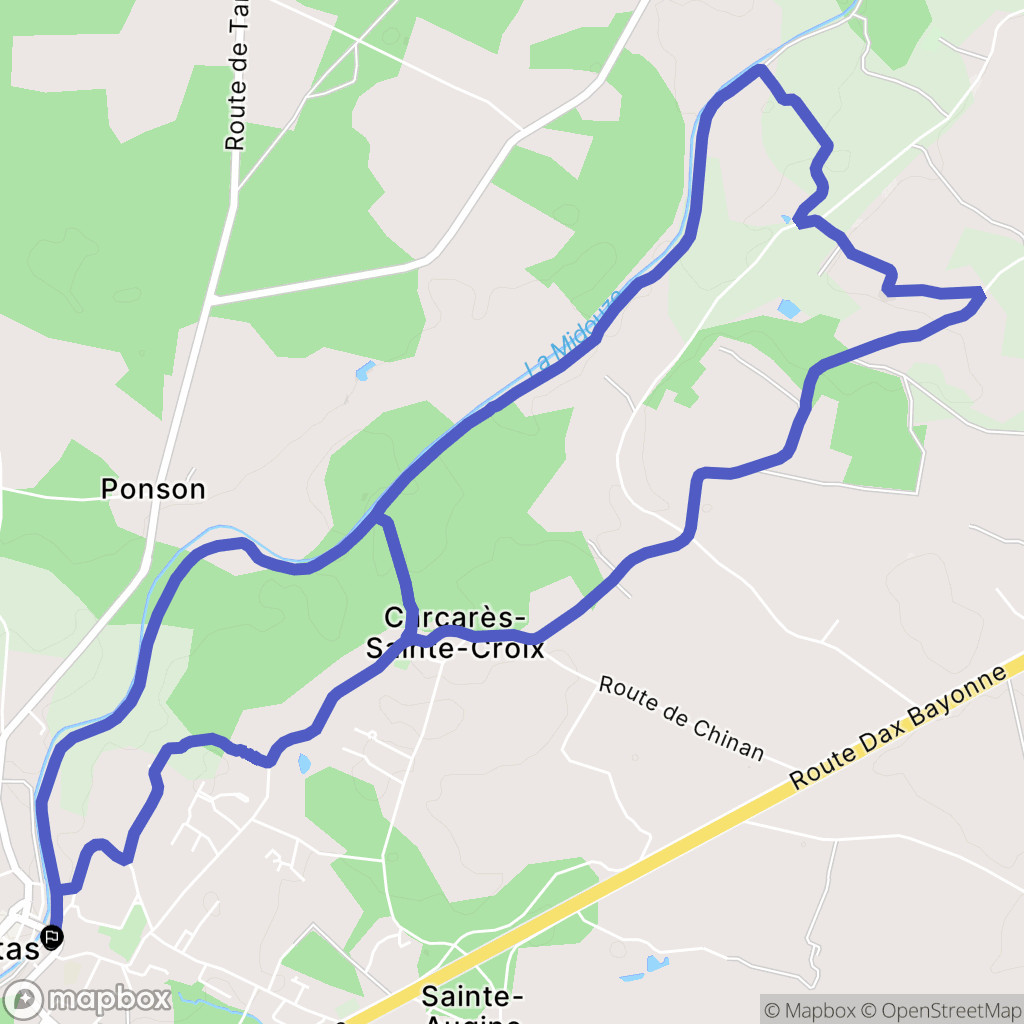 Tartas : carte du parcours de randonnée - France
