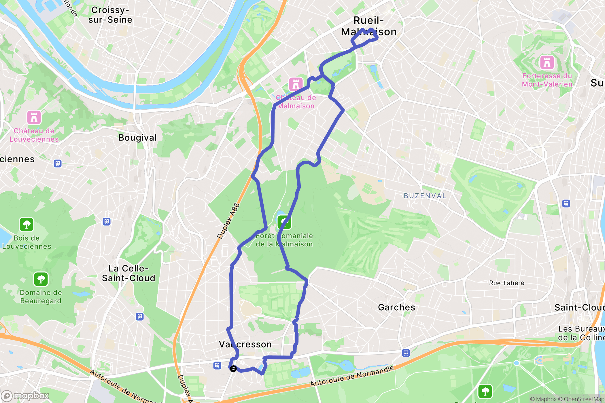 Marnes-la-Coquette : carte du parcours de randonnée - France