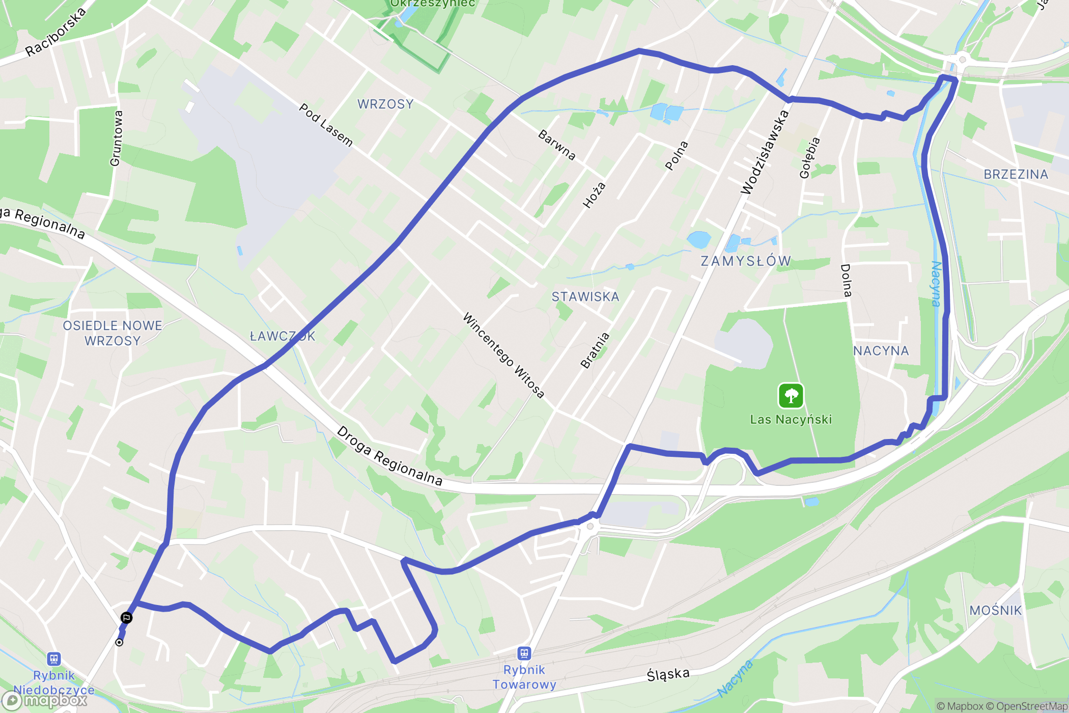 Rybnik: mapa trasy - Poland