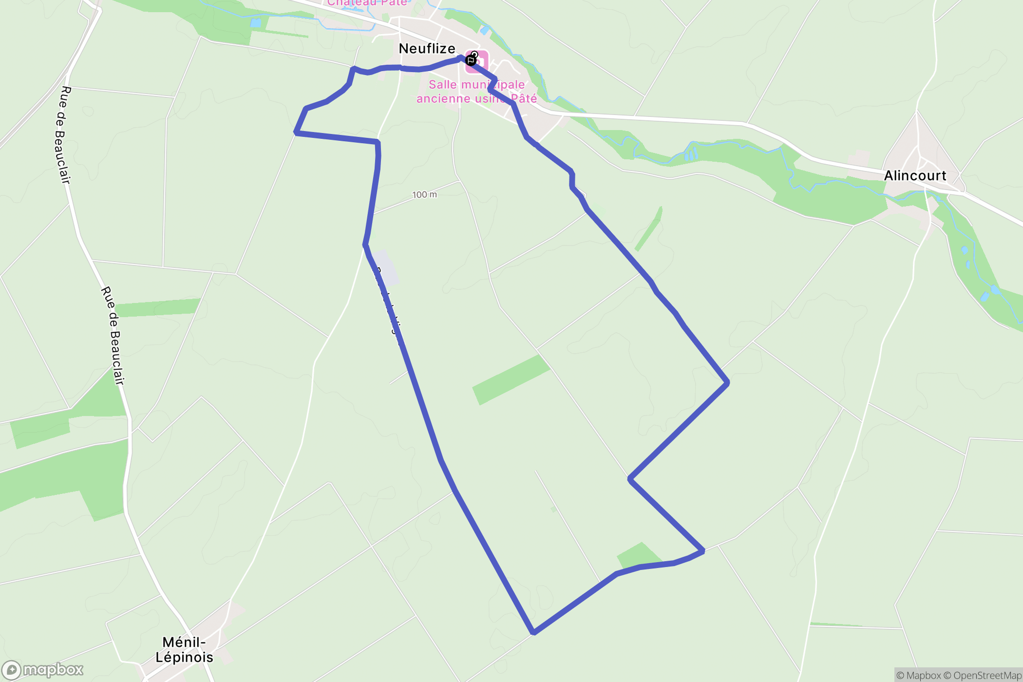 Neuflize : carte du parcours de randonnée - France