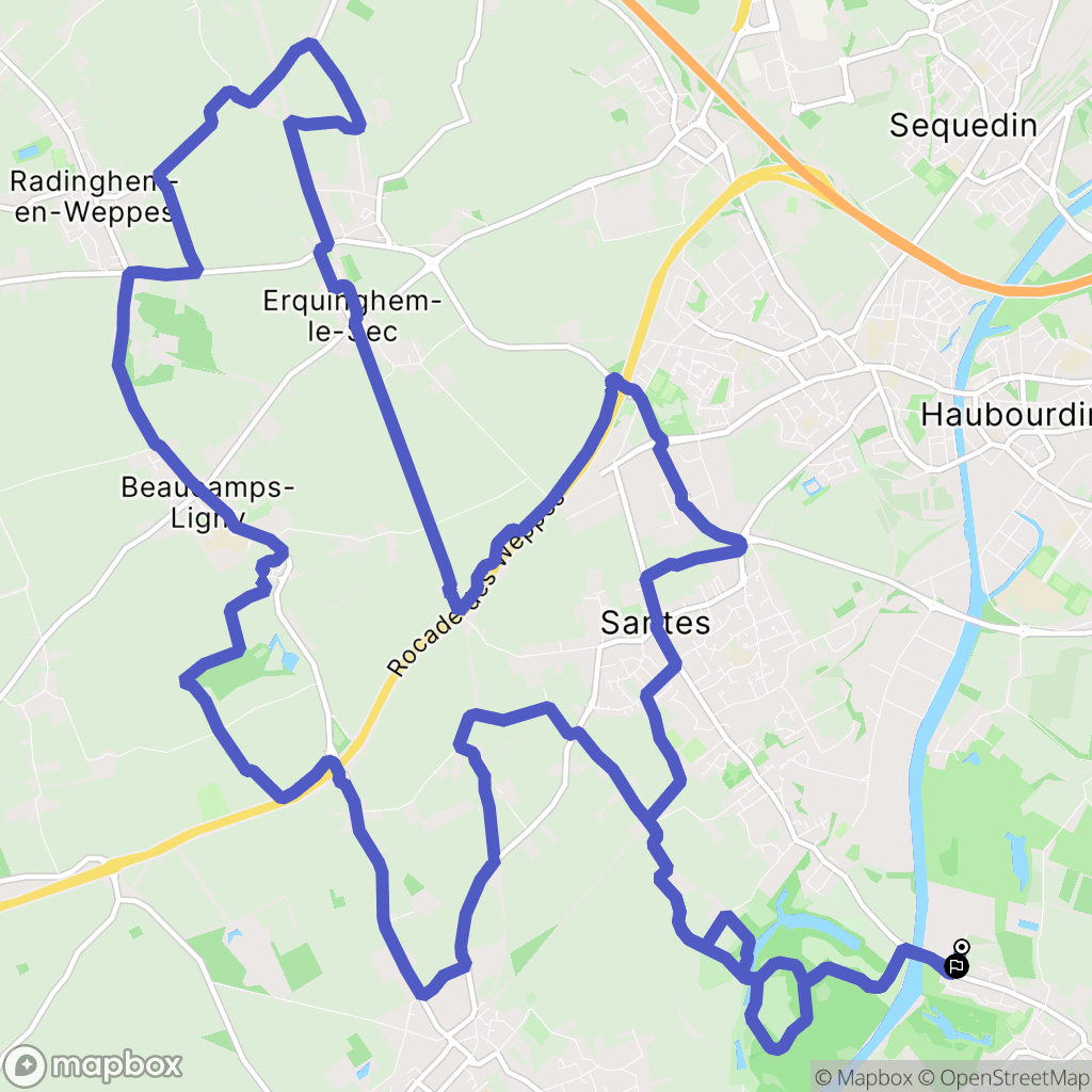Houplin-Ancoisne : carte du parcours de randonnée - France