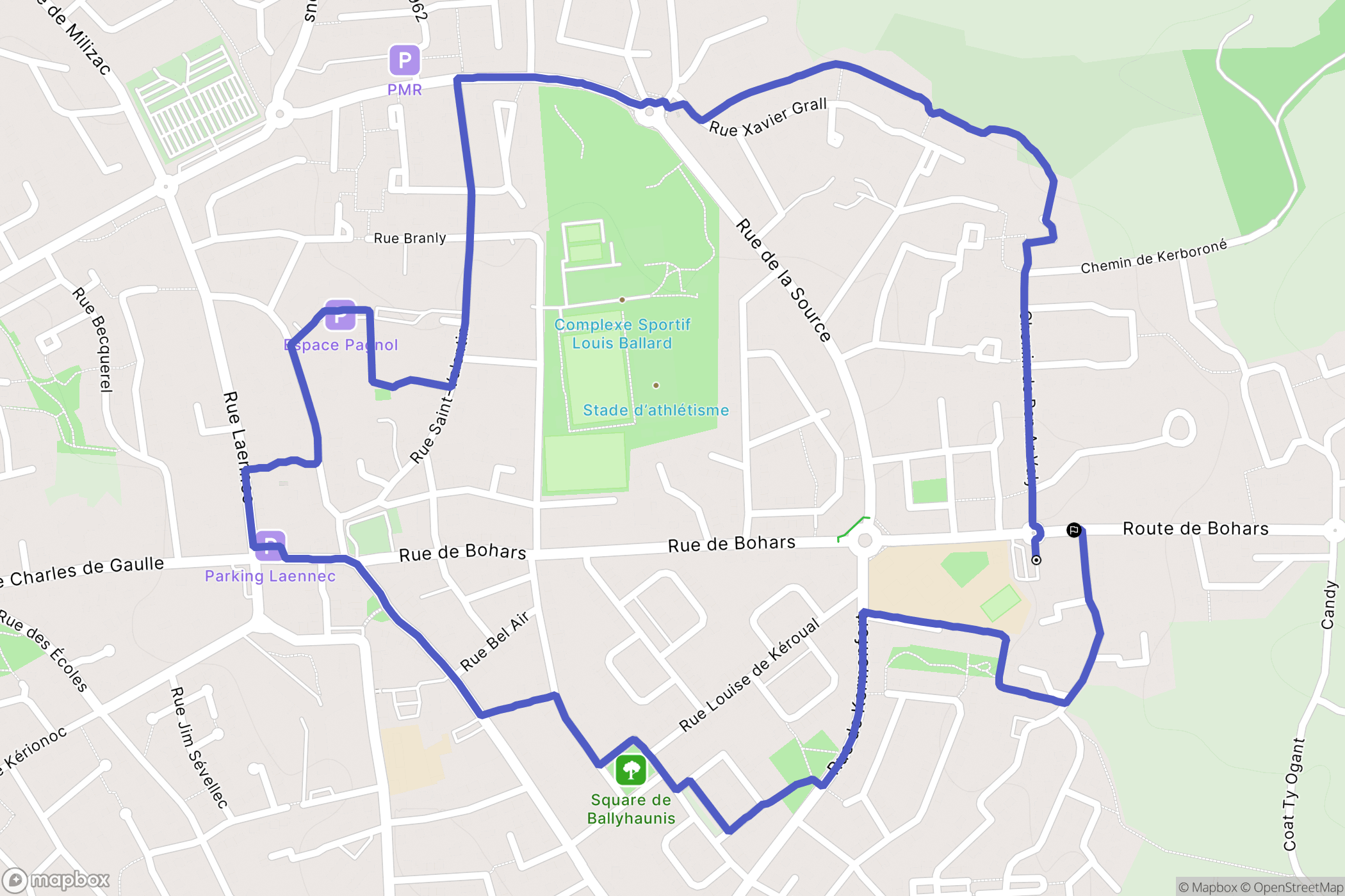 Guilers : carte du parcours de randonnée - France