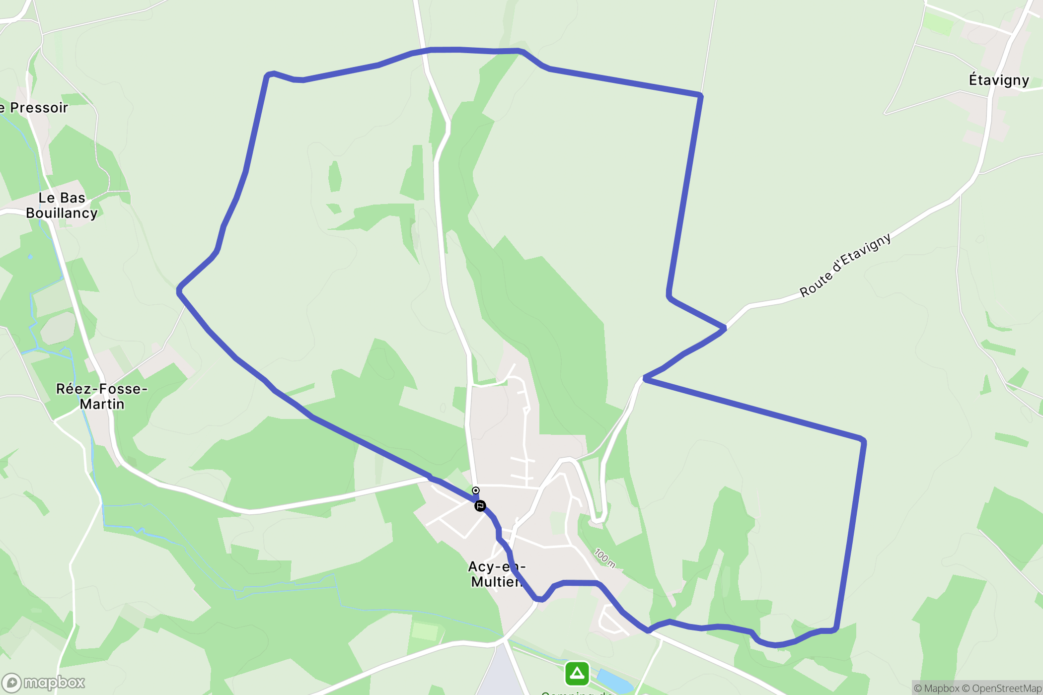 Acy-en-Multien : carte du parcours de randonnée - France