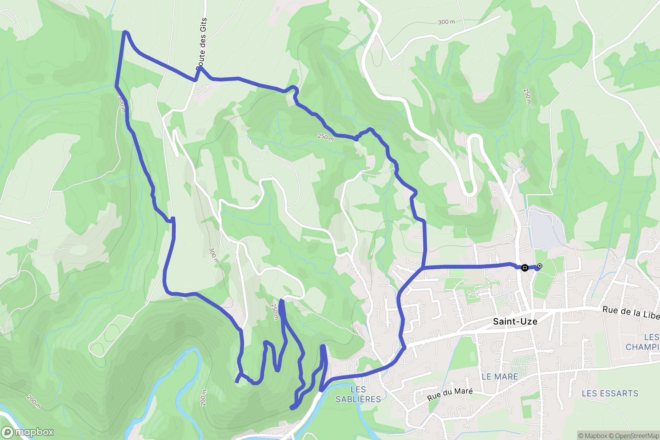 Saint-Uze : carte du parcours de randonnée - France