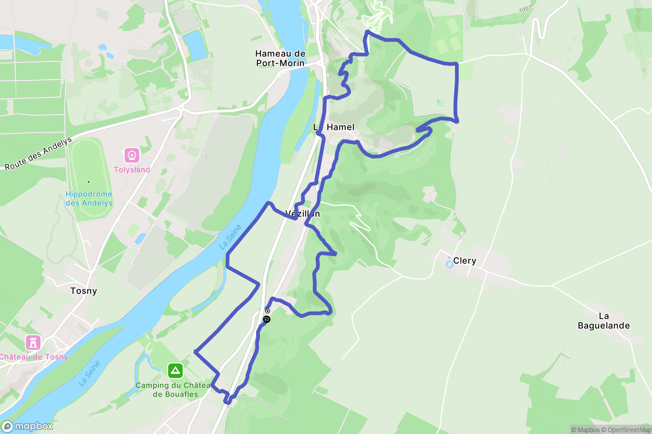 Vézillon : carte du parcours de randonnée - France