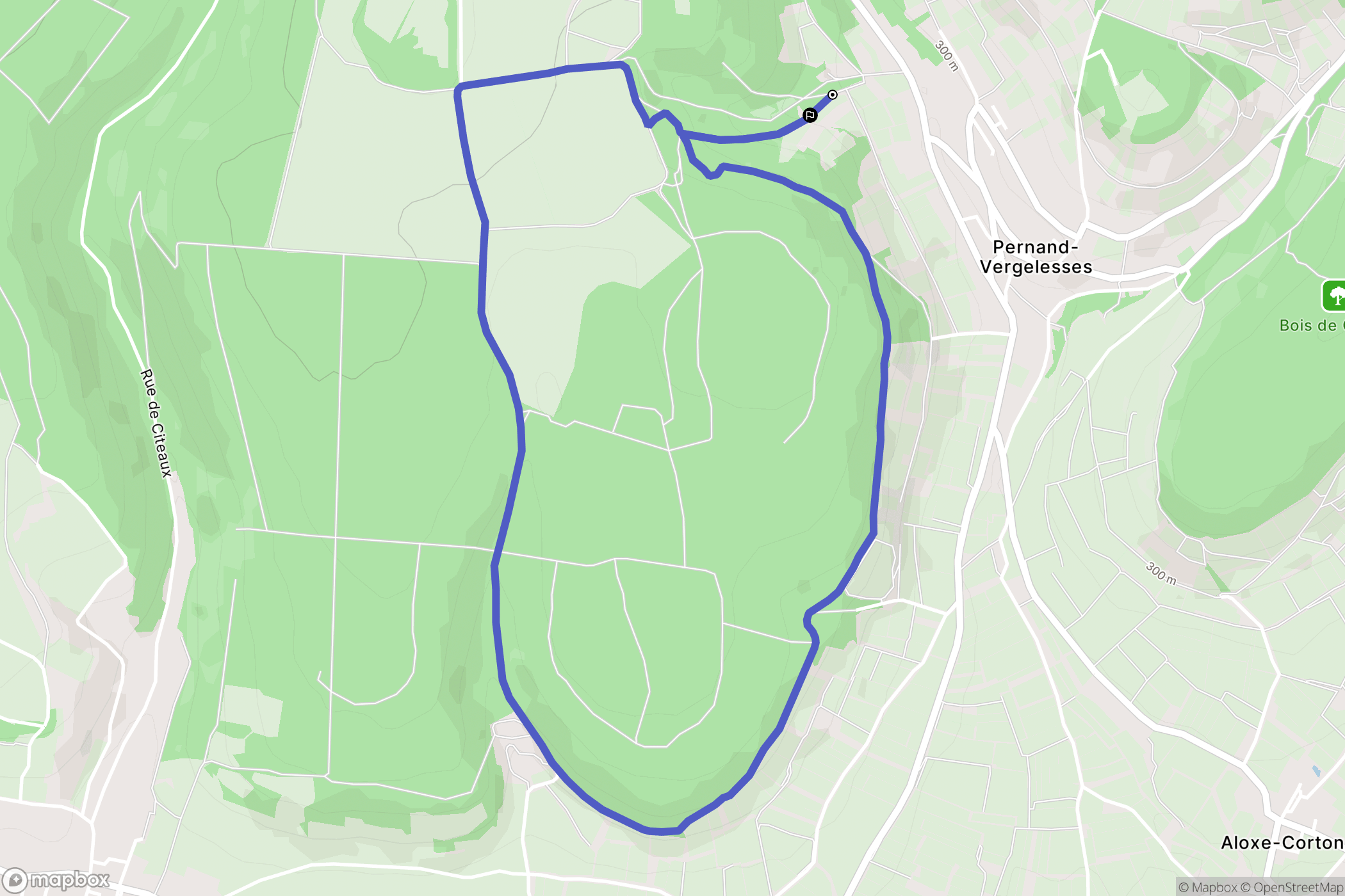 Pernand-Vergelesses : carte du parcours de randonnée - France