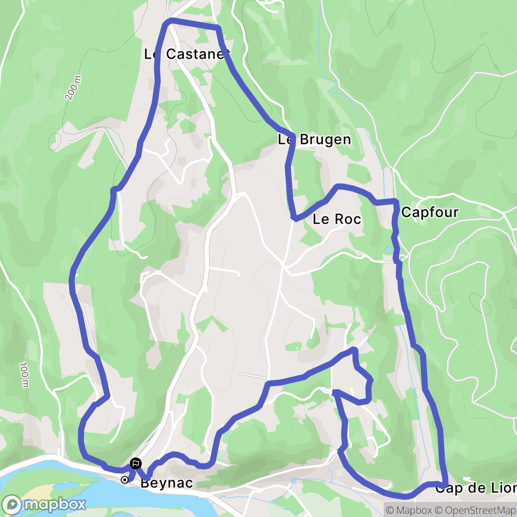 Beynac-et-Cazenac : carte du parcours de randonnée - France