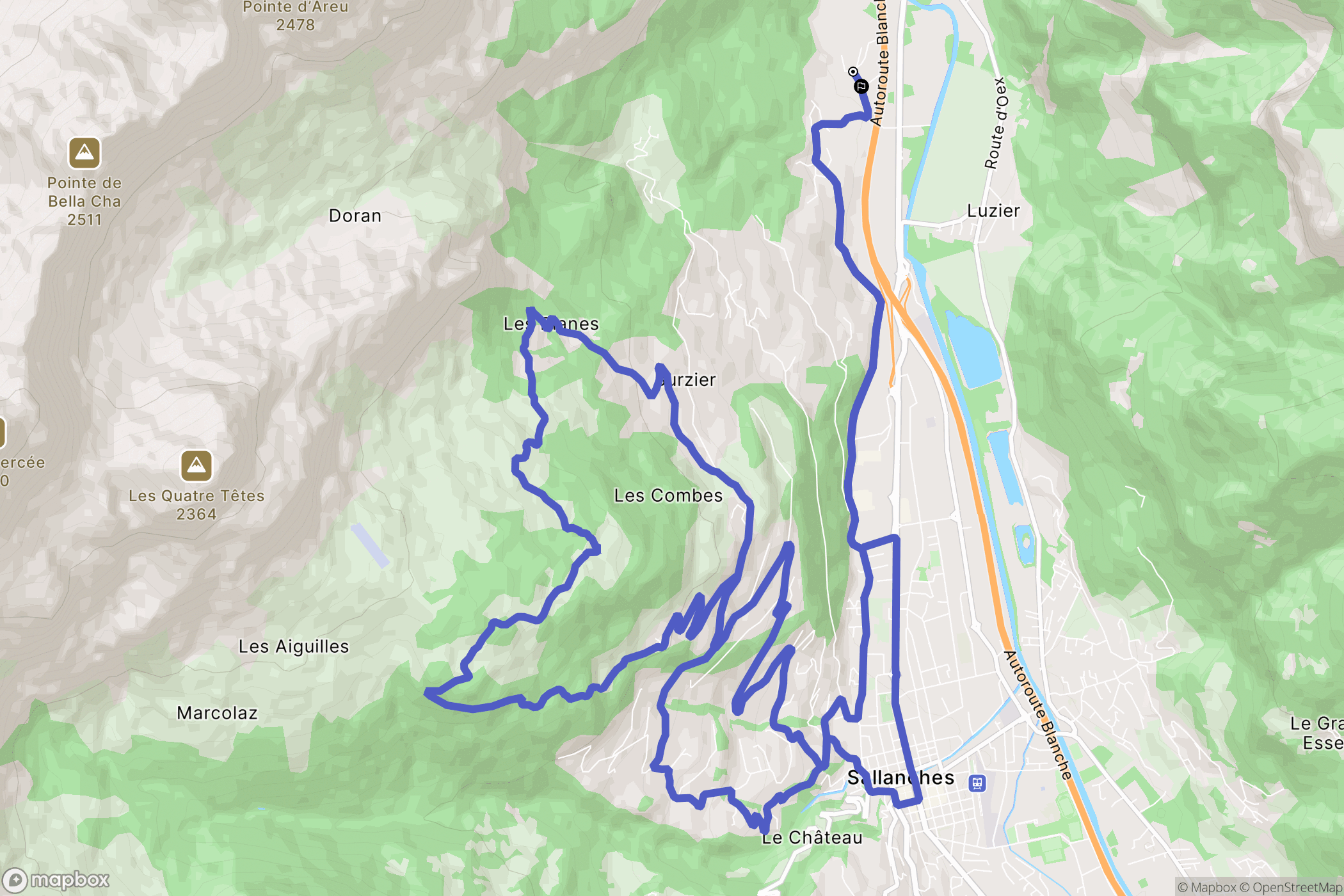 Sallanches : carte du parcours de randonnée - France