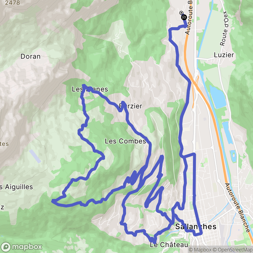 Sallanches : carte du parcours de randonnée - France