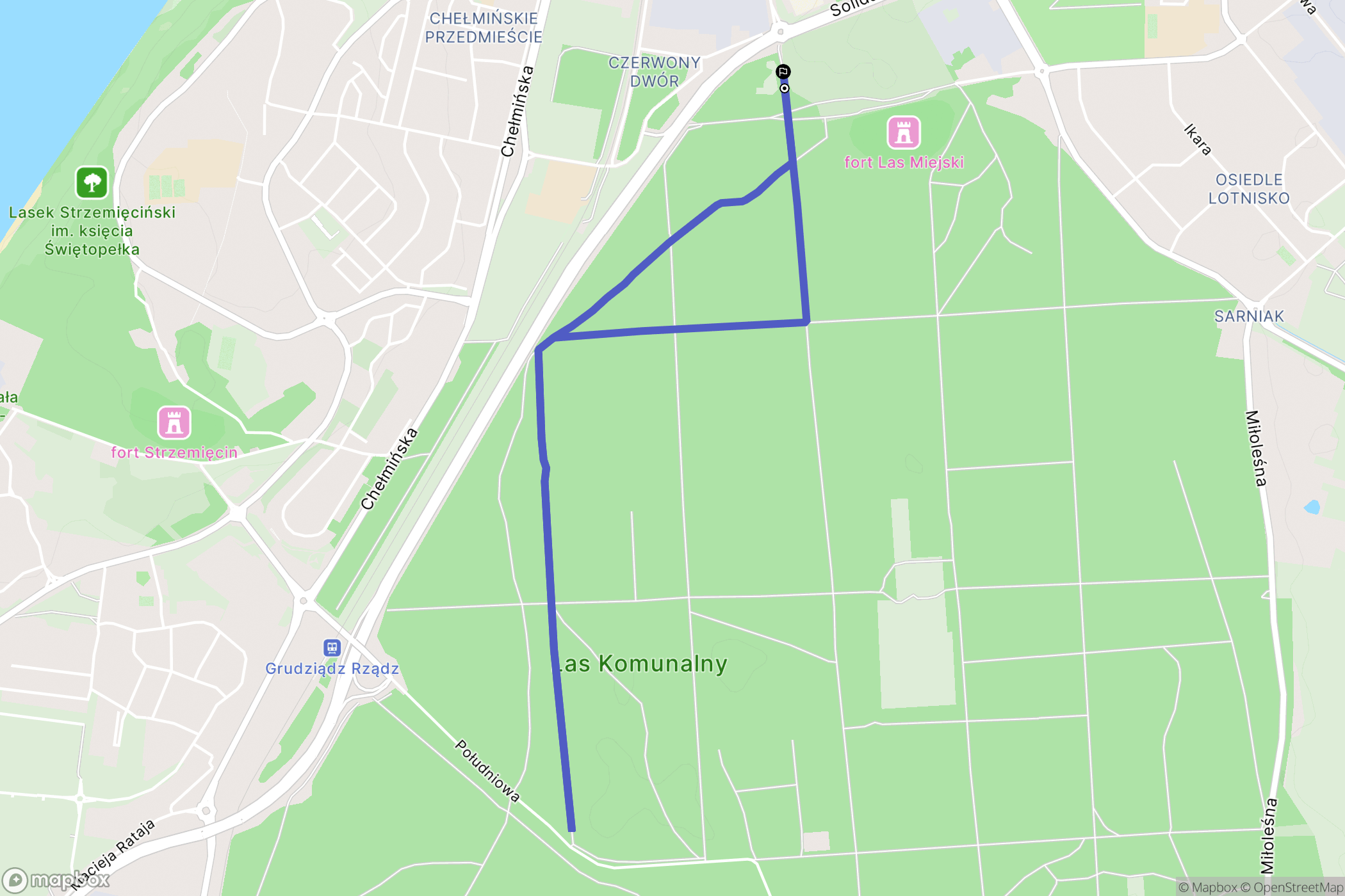 Grudziądz: mapa trasy - Poland