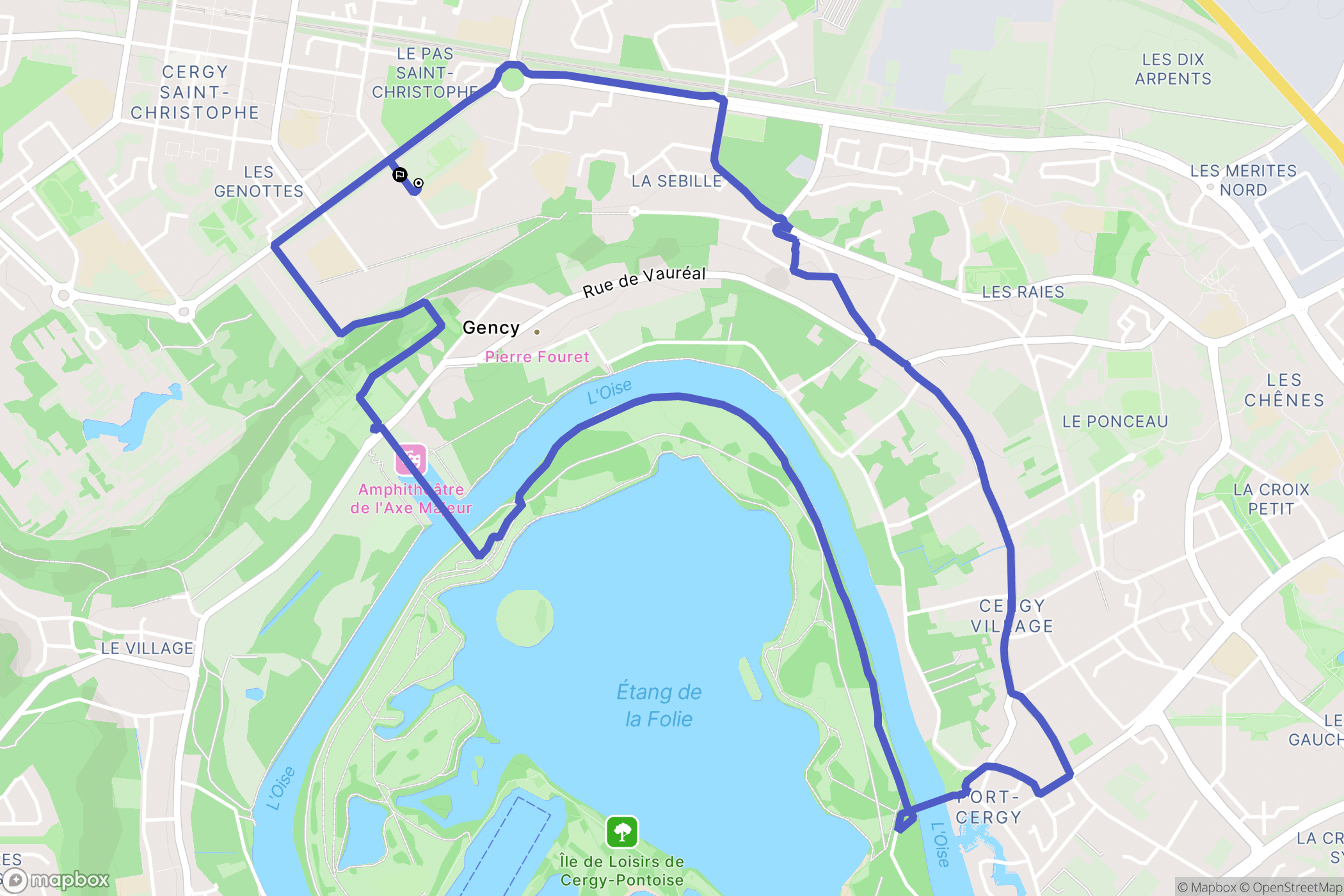 Cergy : carte du parcours de randonnée - France