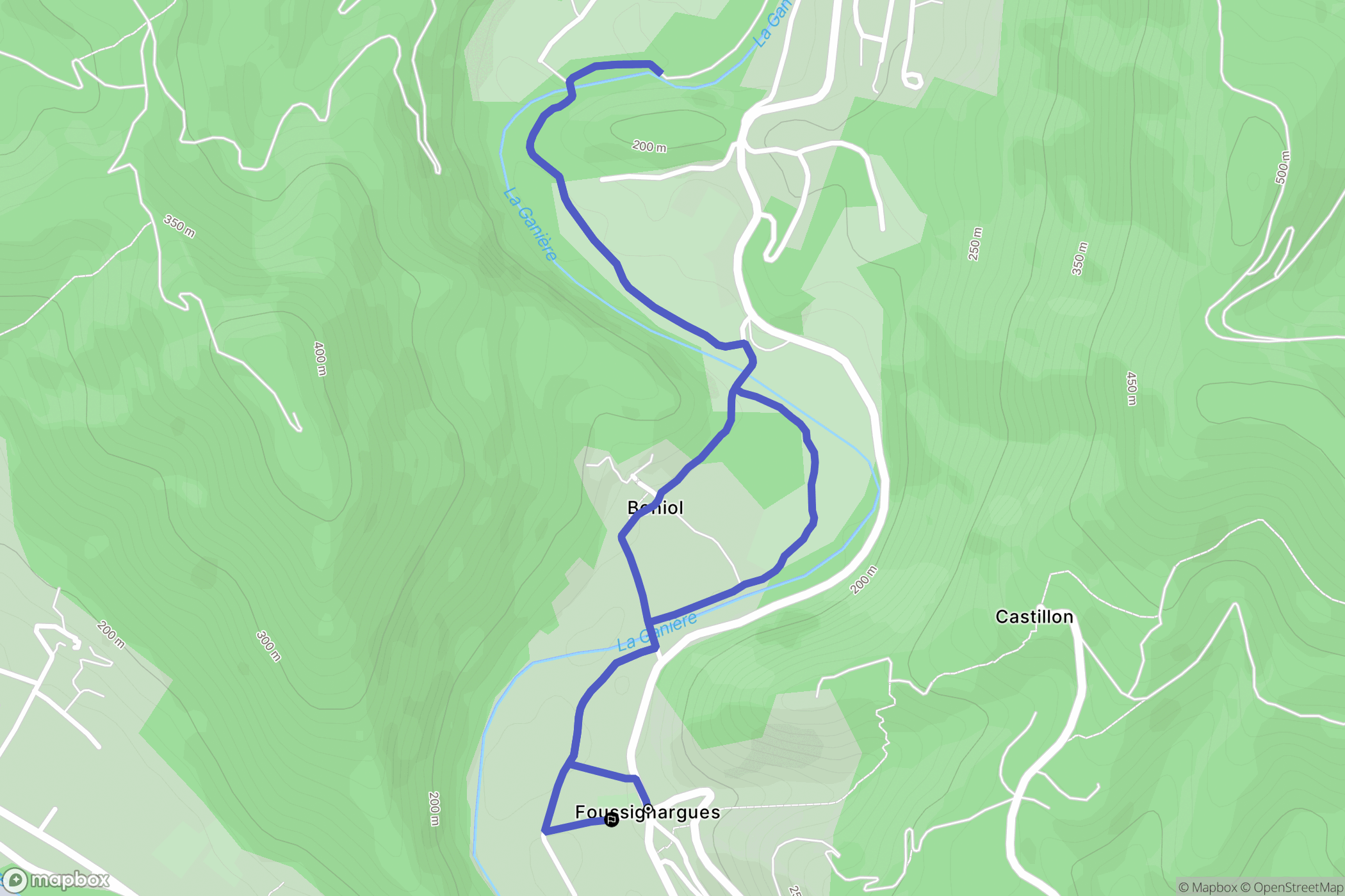 Bessèges : carte du parcours de randonnée - France