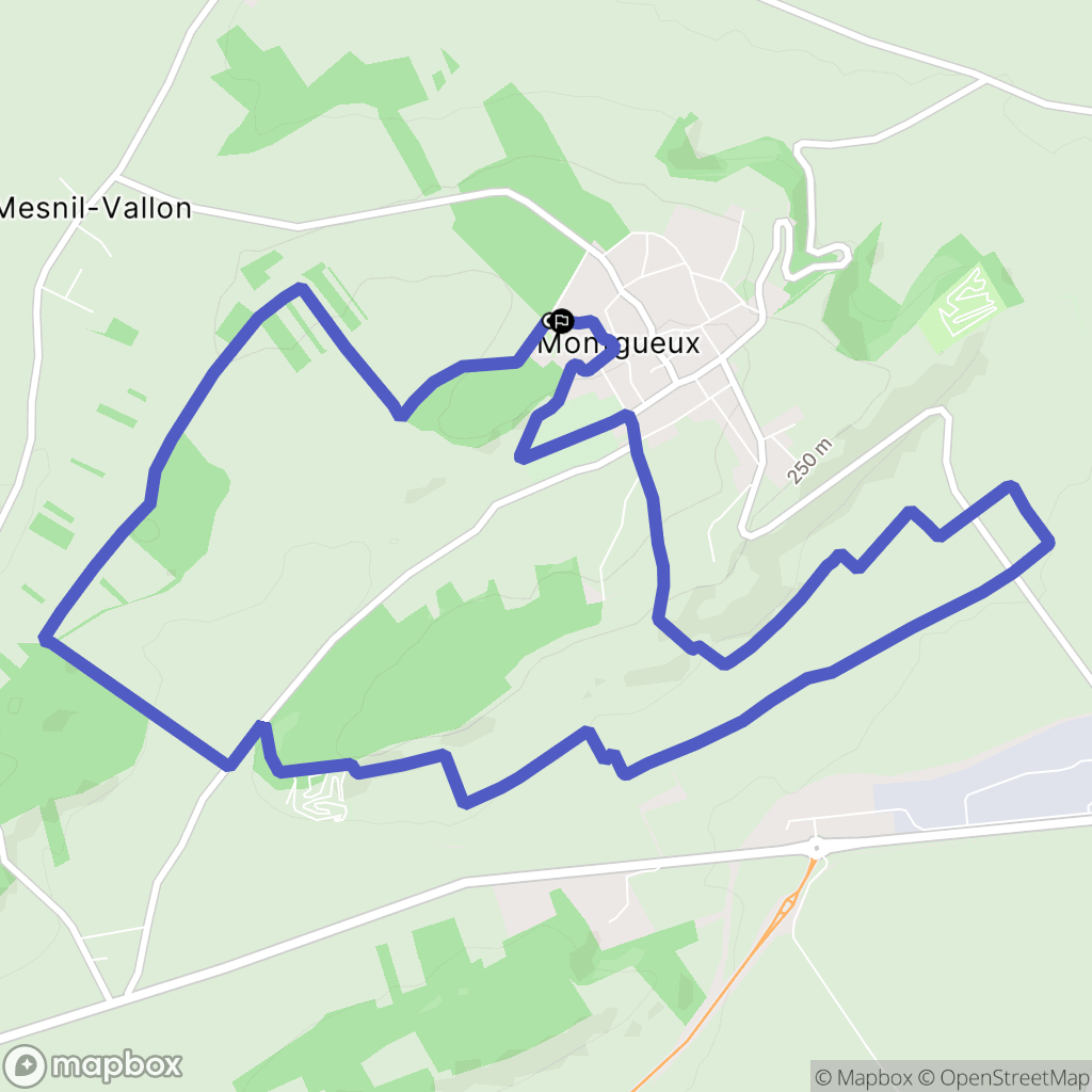 Montgueux : carte du parcours de randonnée - France