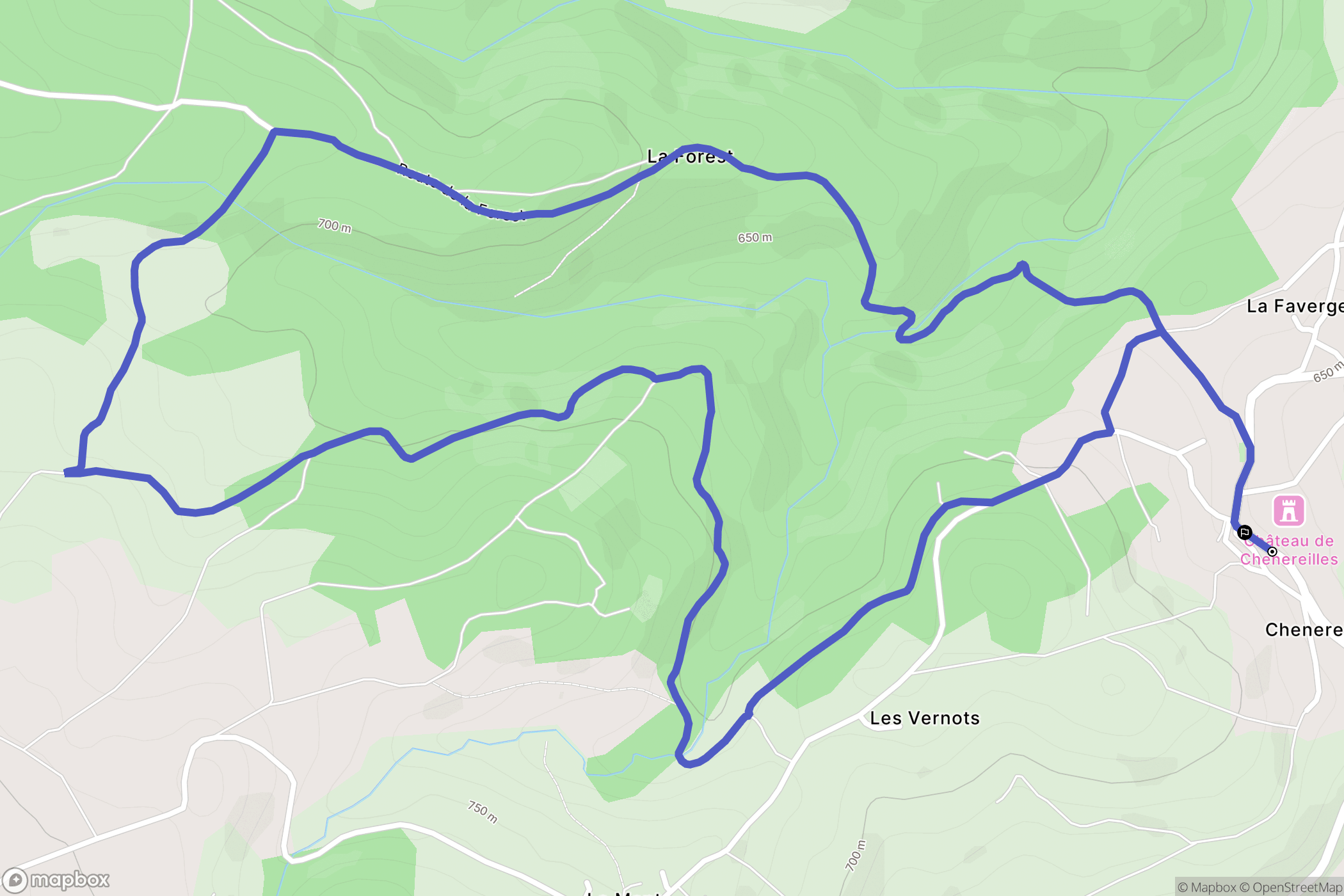 Chenereilles : carte du parcours de randonnée - France