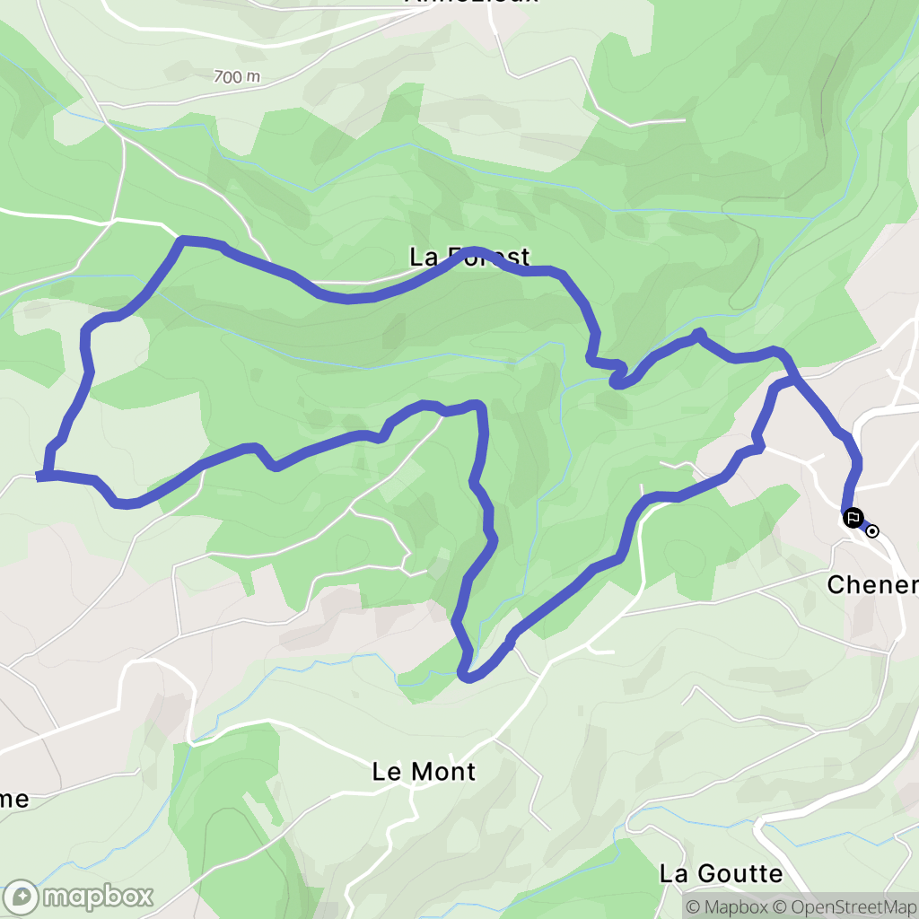 Chenereilles : carte du parcours de randonnée - France