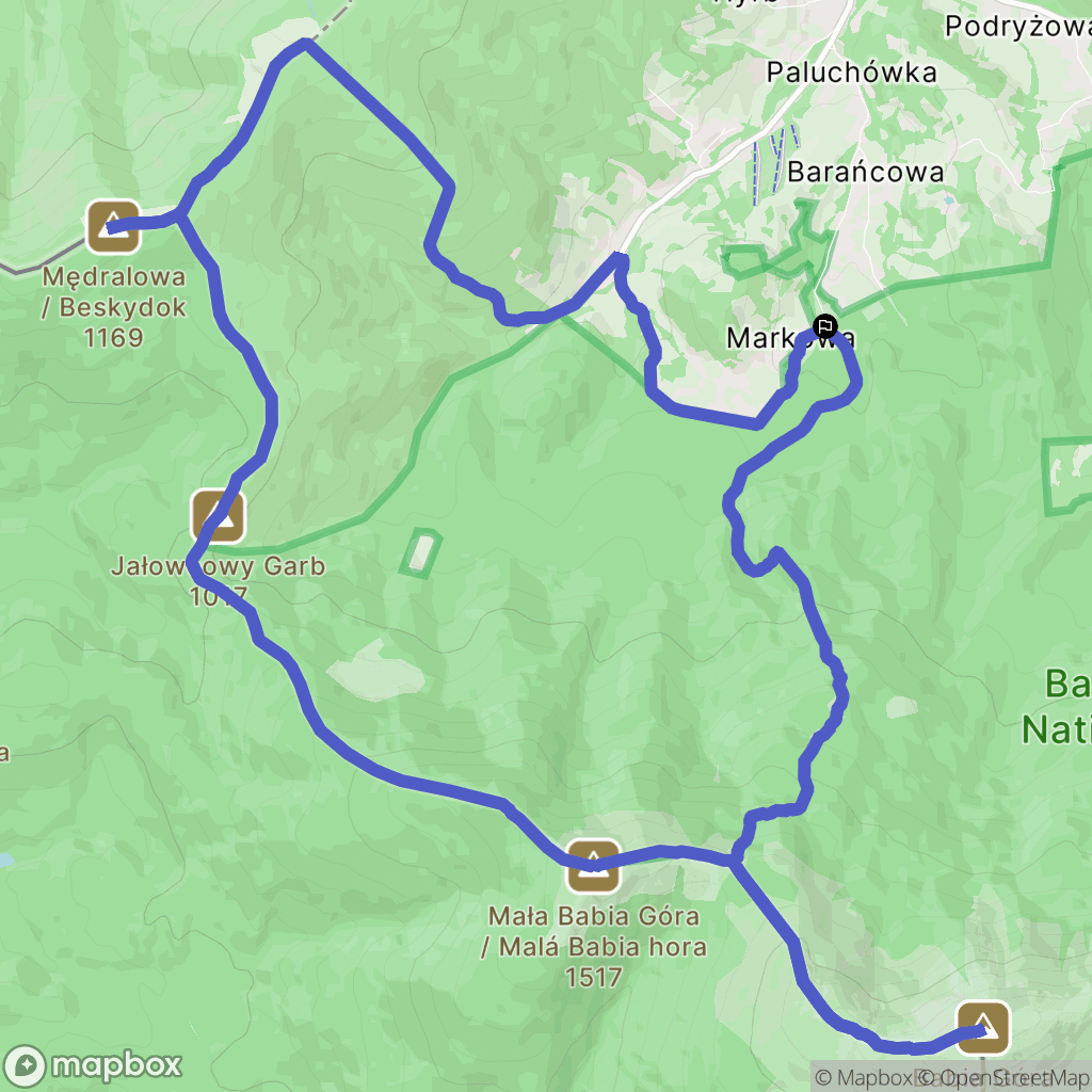 Zawoja: mapa trasy - Poland