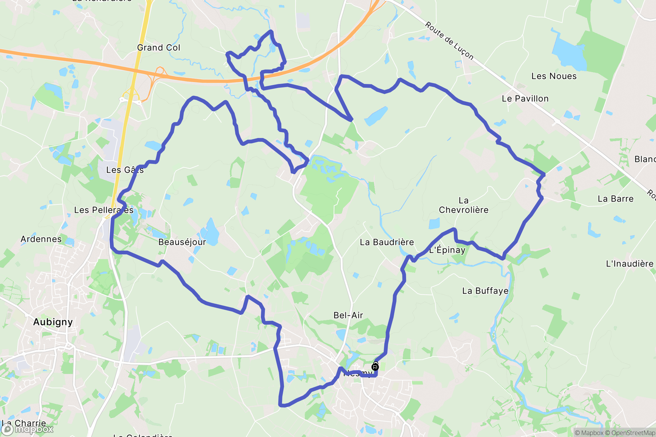 Nesmy : carte du parcours de randonnée - France