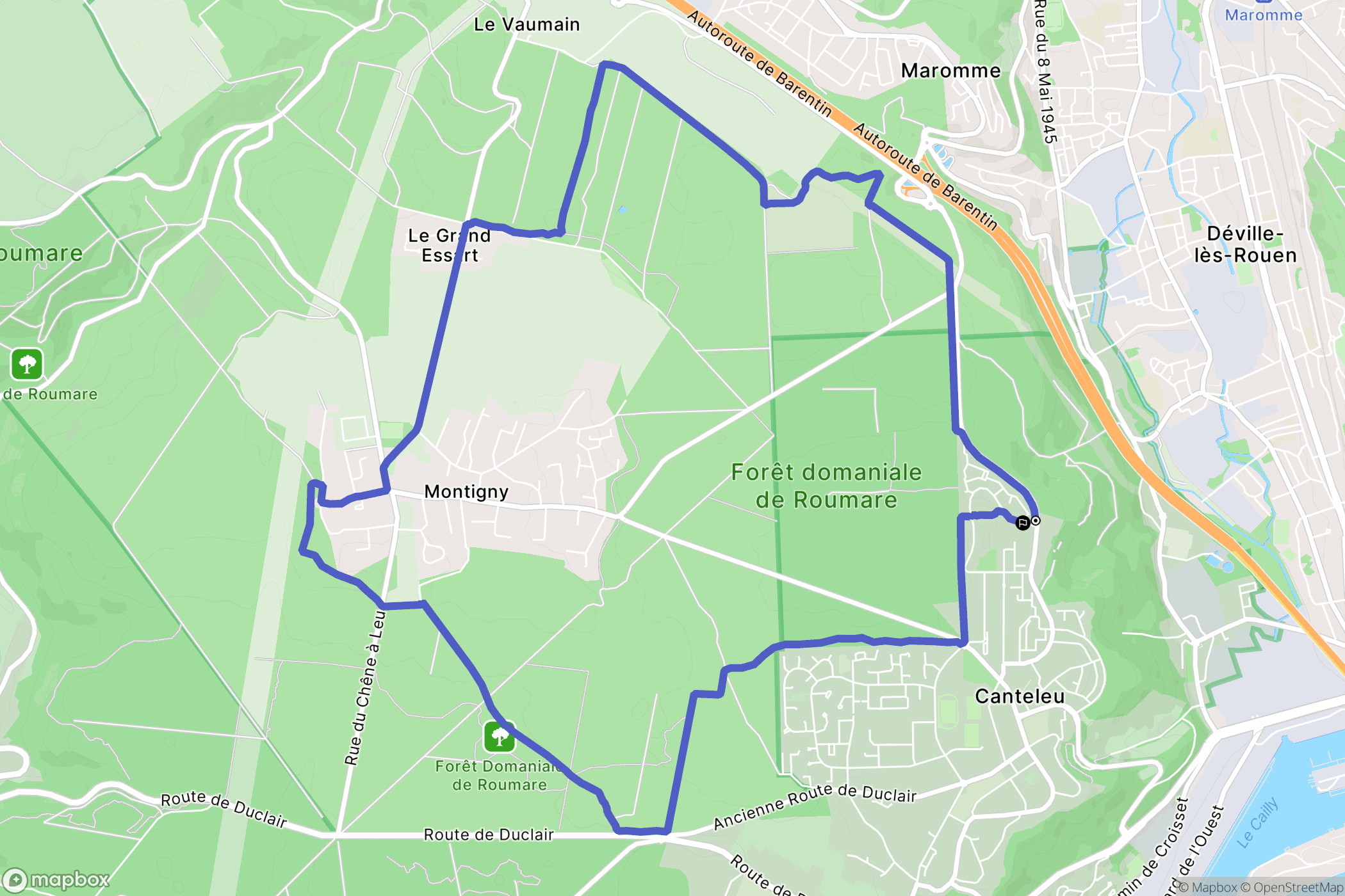 Canteleu : carte du parcours de randonnée - France