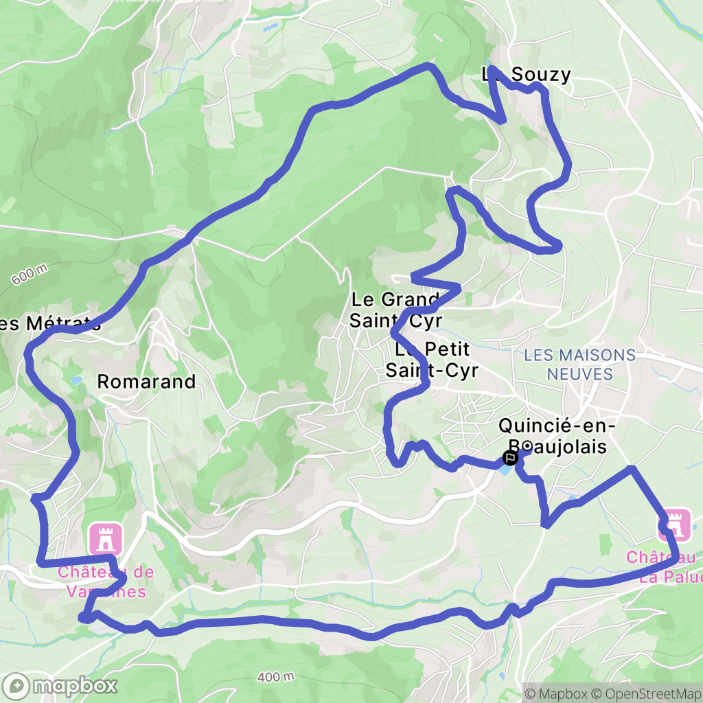 Quincié-en-Beaujolais : carte du parcours de randonnée - France