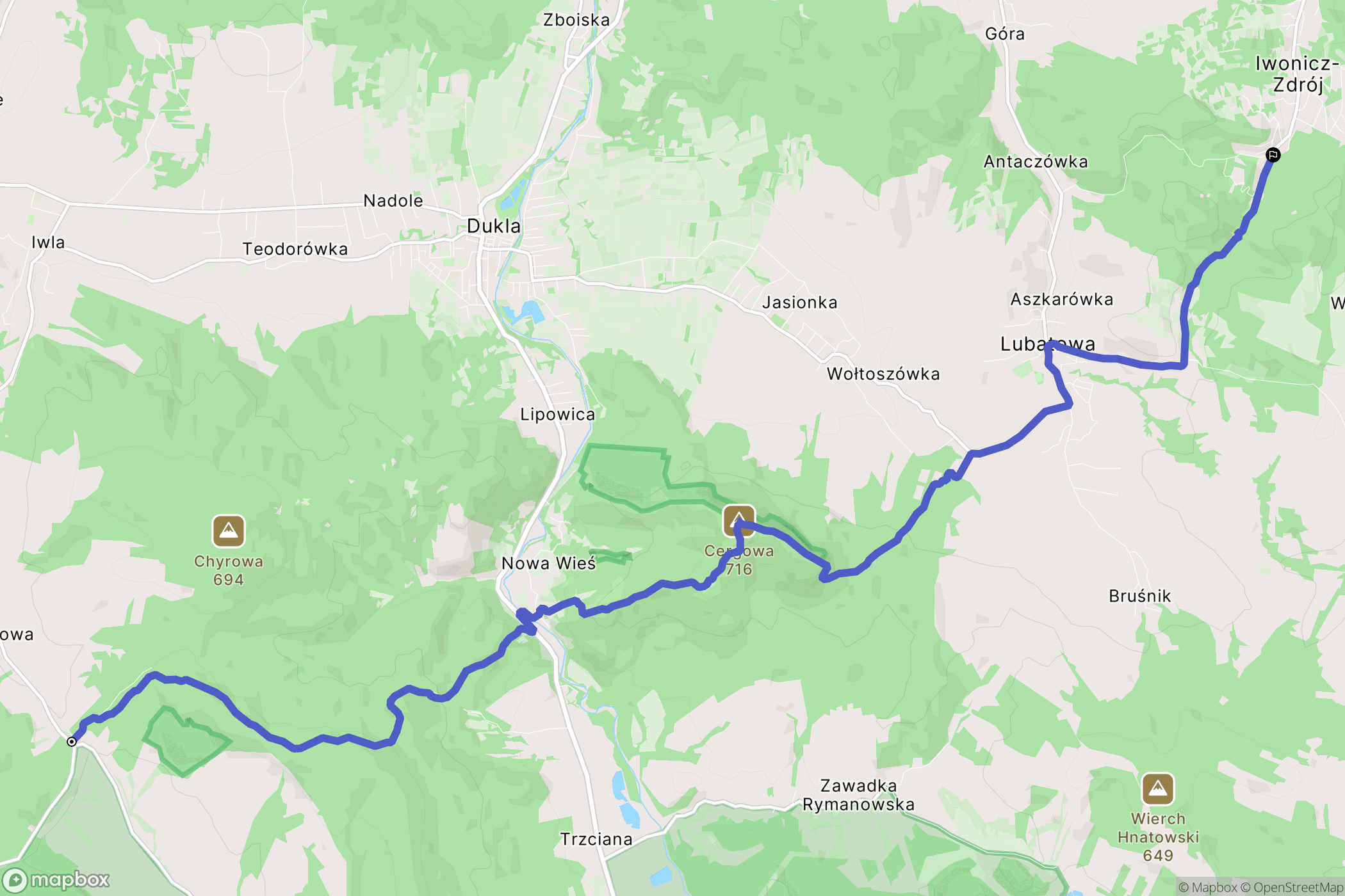 Chyrowa: mapa trasy - Poland