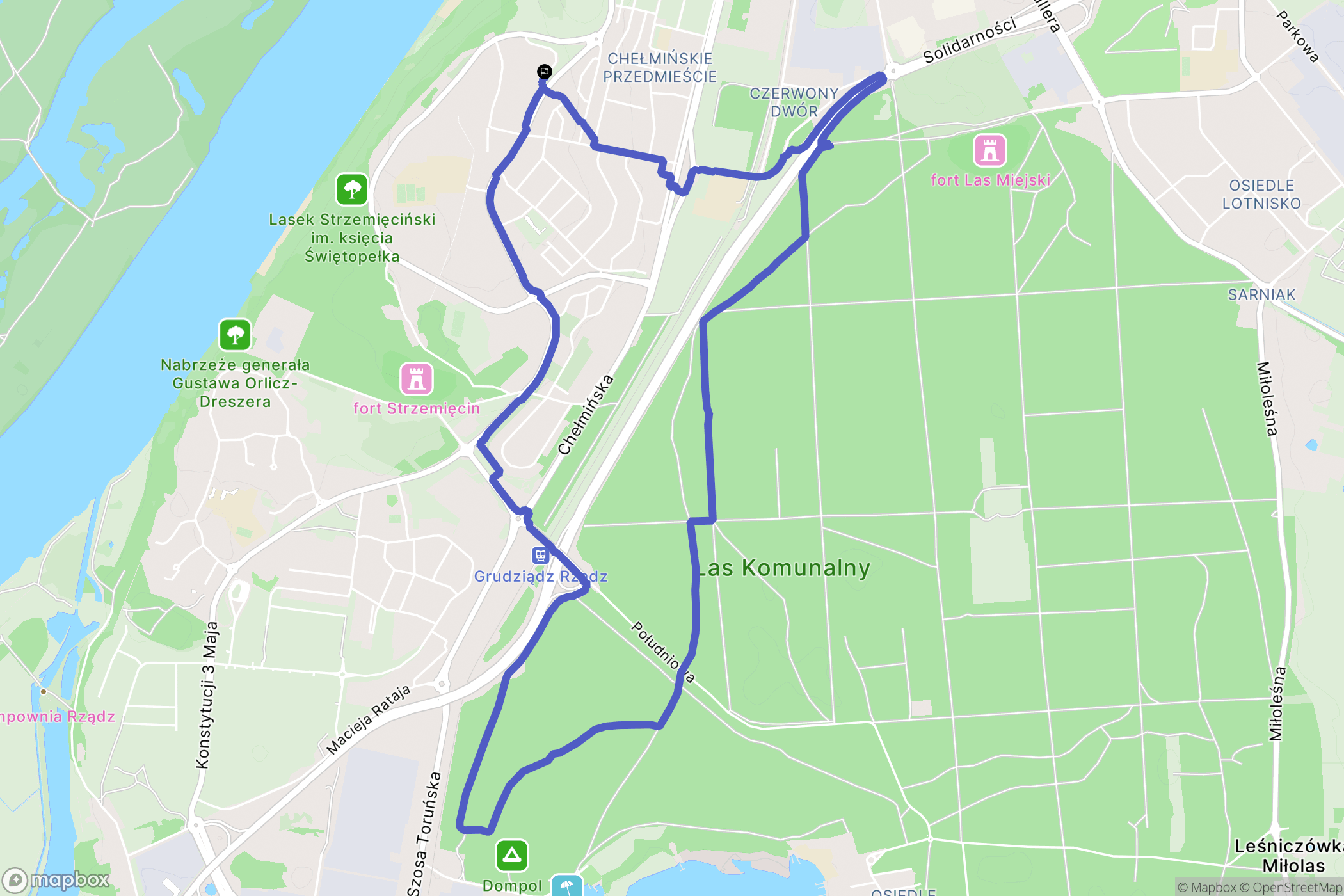 Grudziądz: mapa trasy - Poland