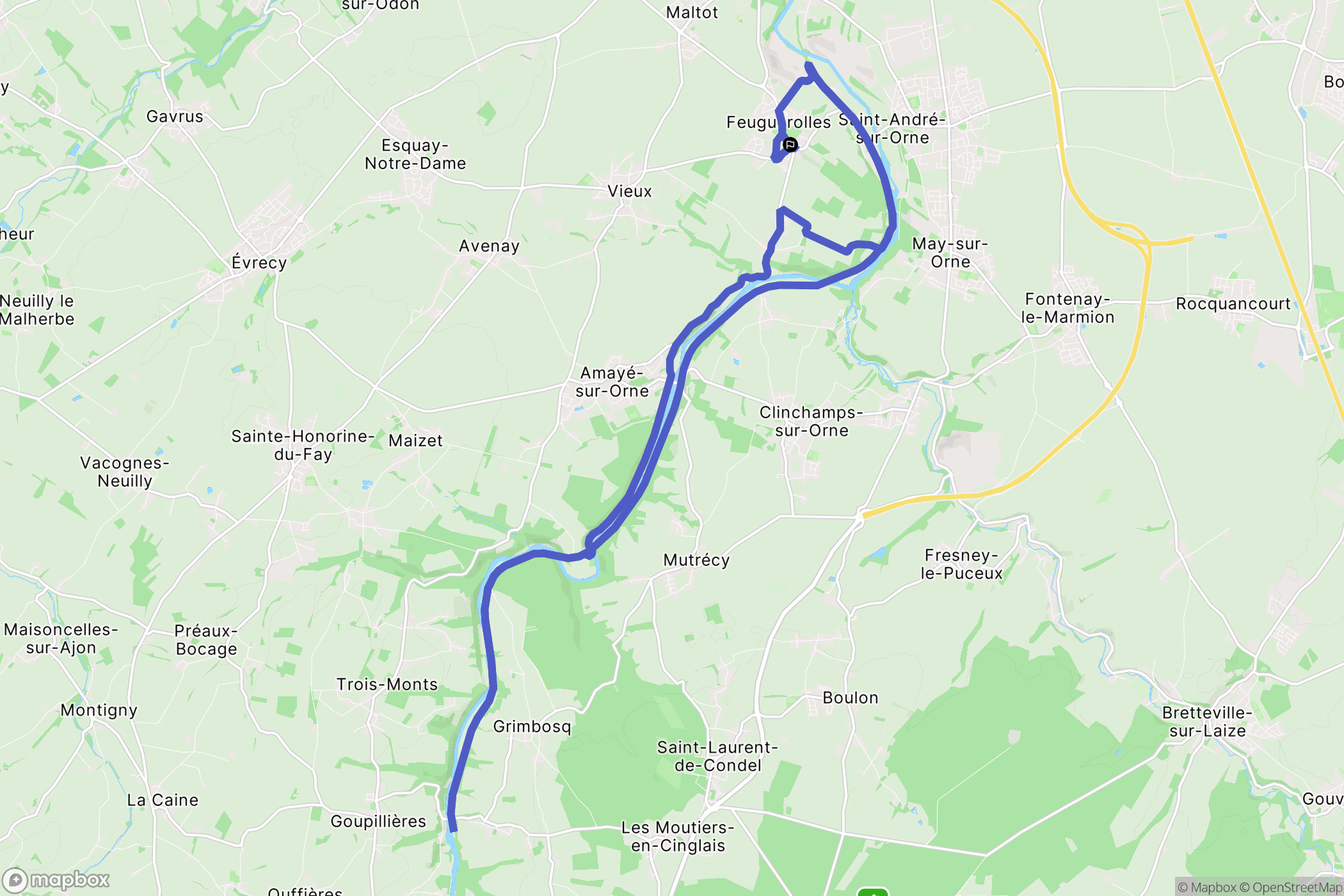 Feuguerolles-Bully : carte du parcours de randonnée - France