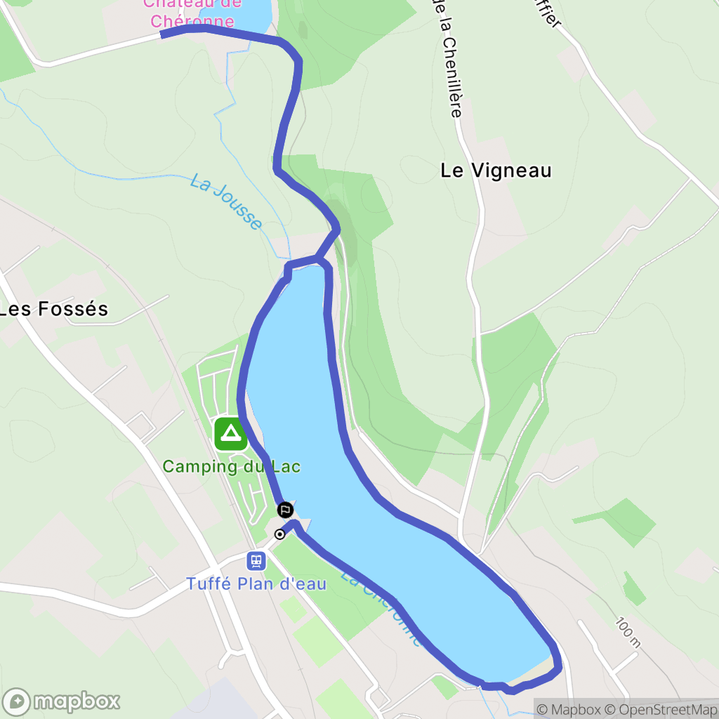 Tuffé Val de la Chéronne : carte du parcours de randonnée - France
