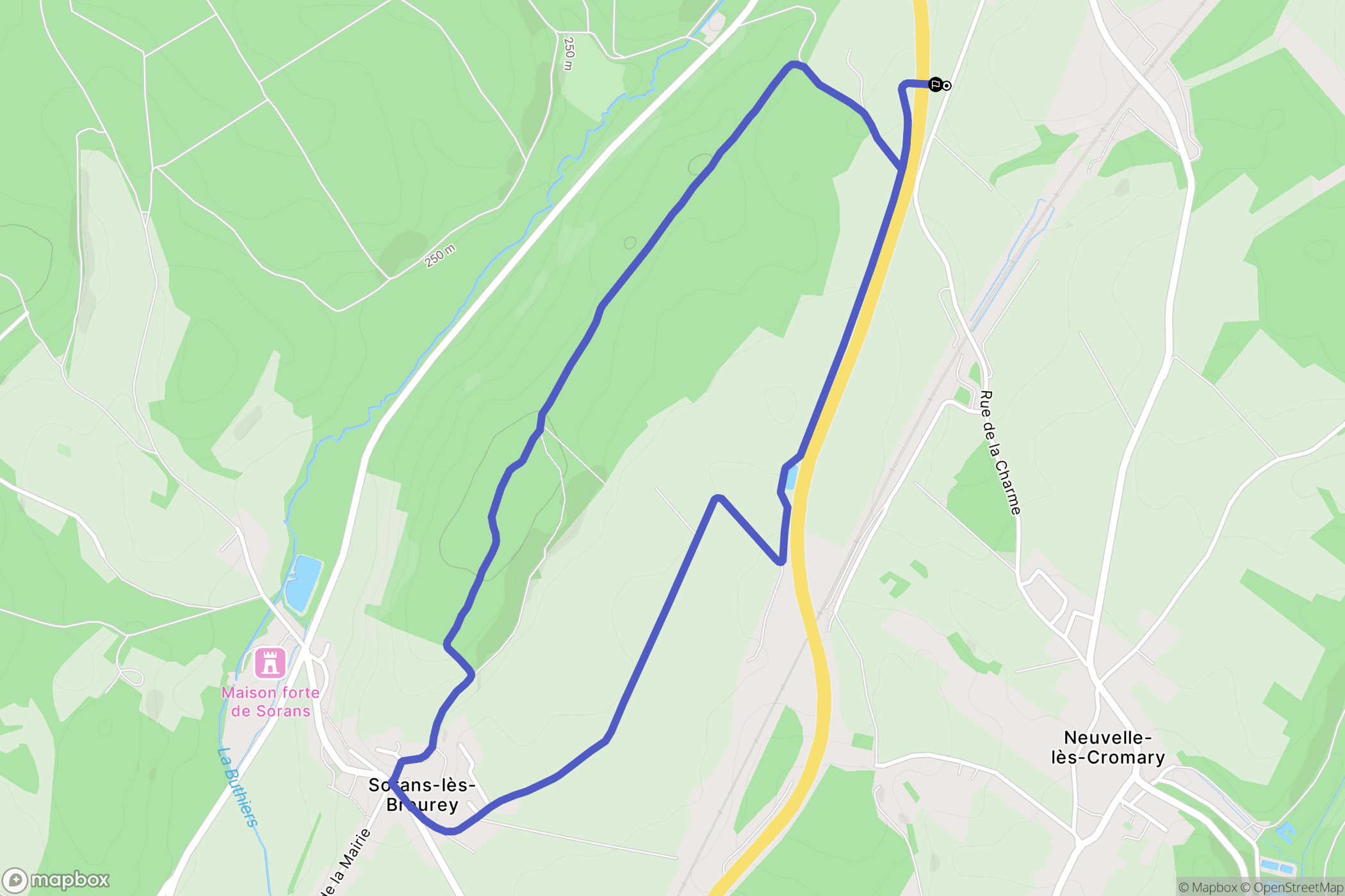 Neuvelle-lès-Cromary : carte du parcours de randonnée - France