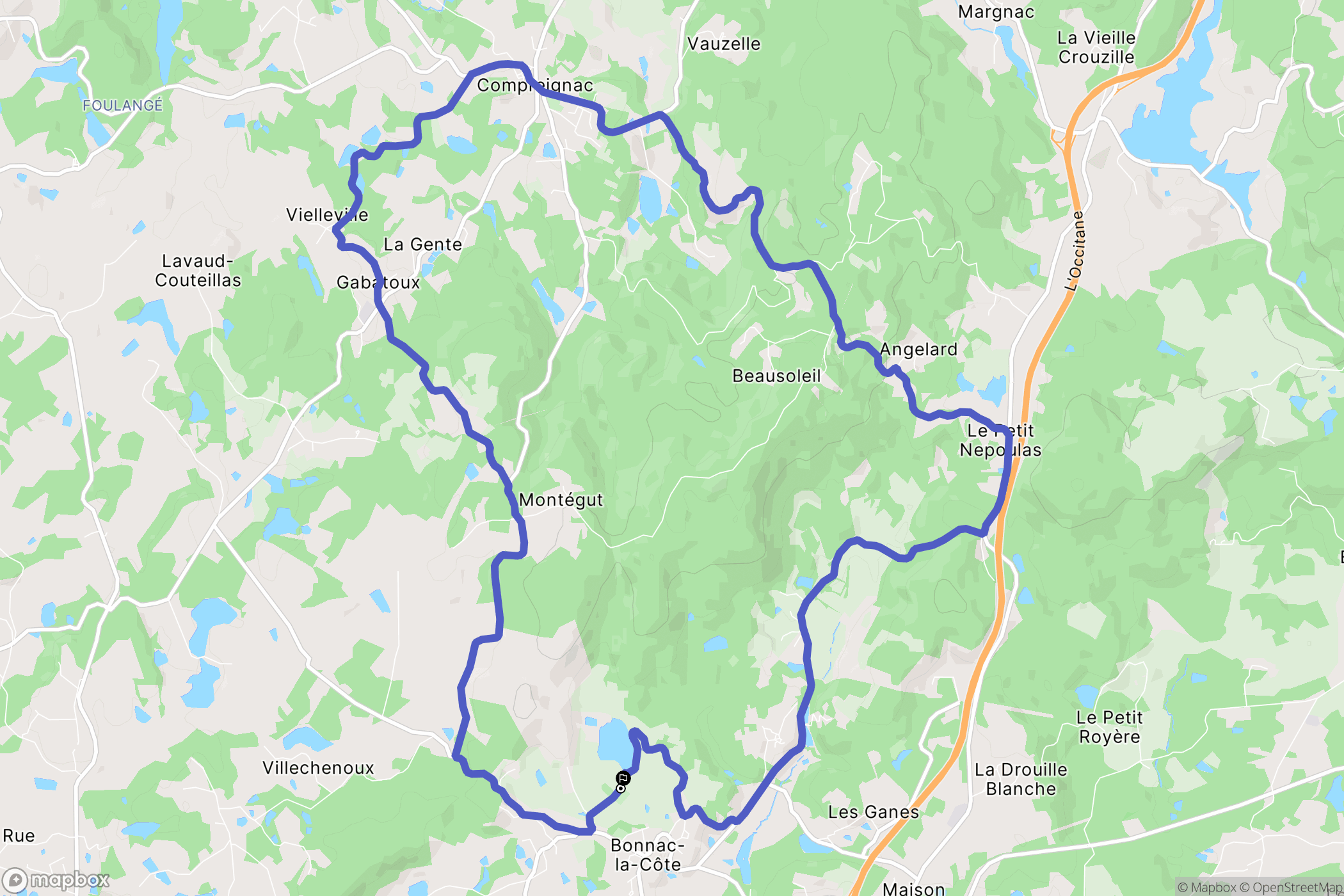 Bonnac-la-Côte : carte du parcours de randonnée - France