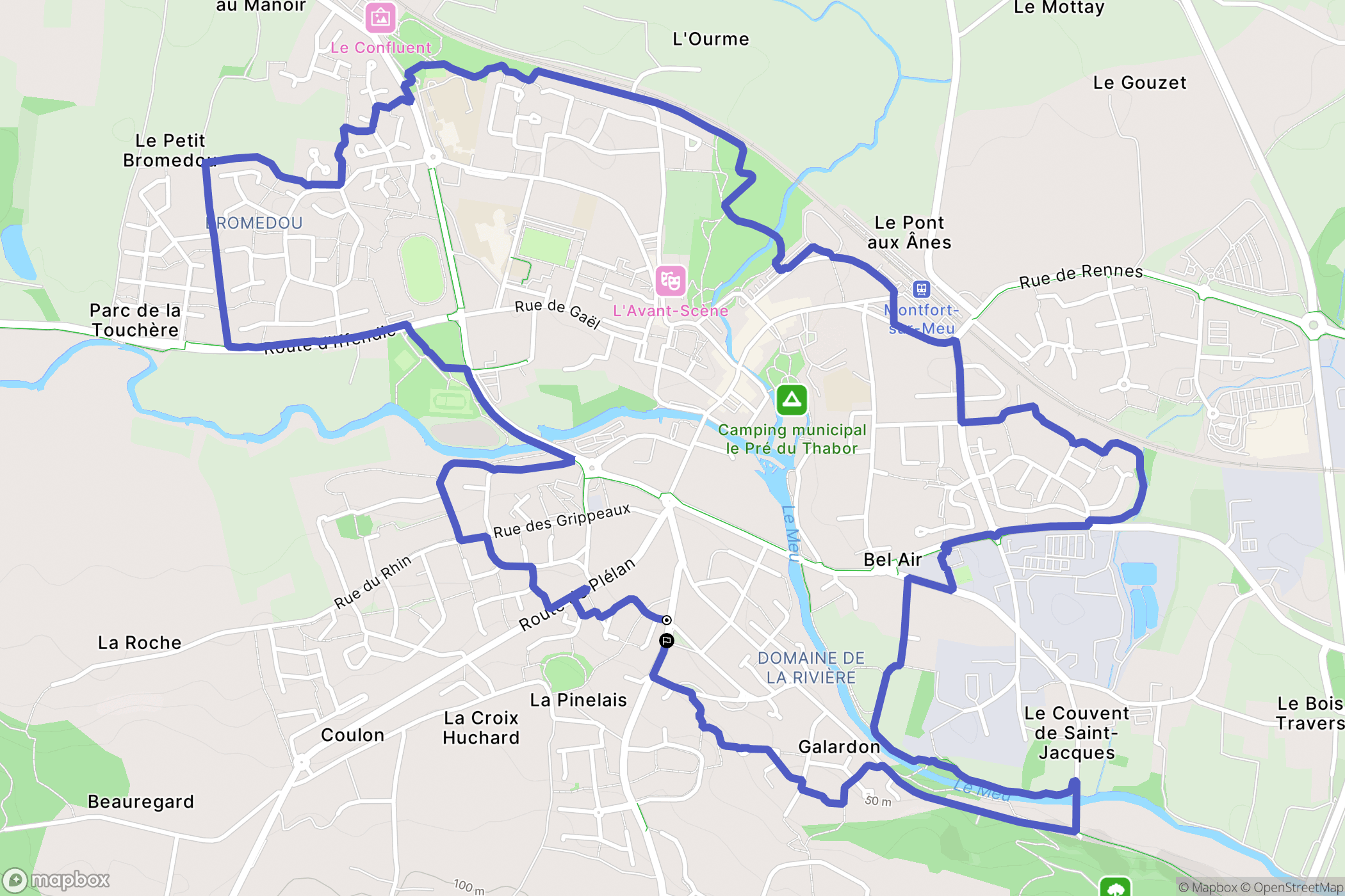 Montfort-sur-Meu : carte du parcours de randonnée - France