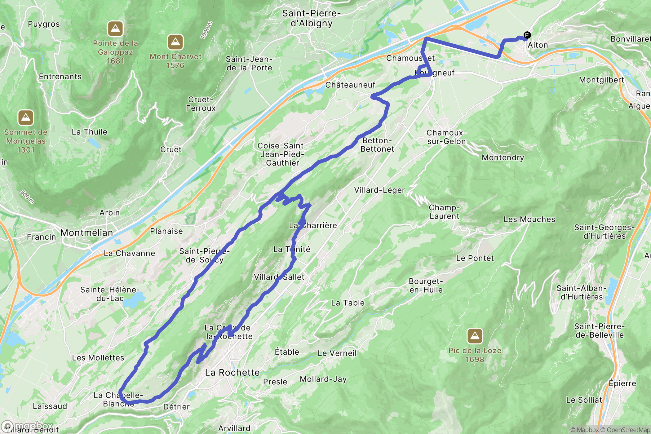 Aiton : carte du parcours de randonnée - France