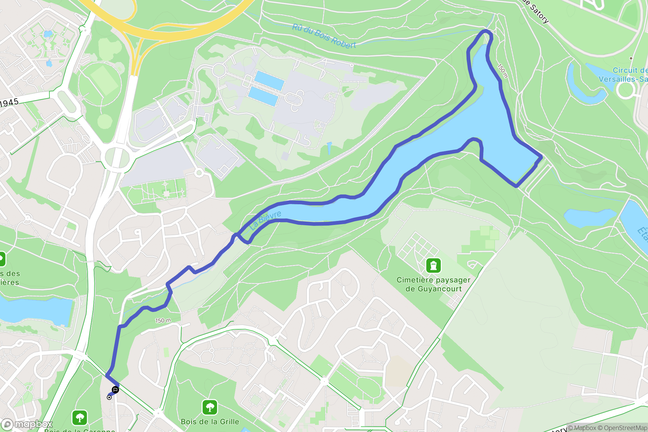 Guyancourt : carte du parcours de randonnée - France