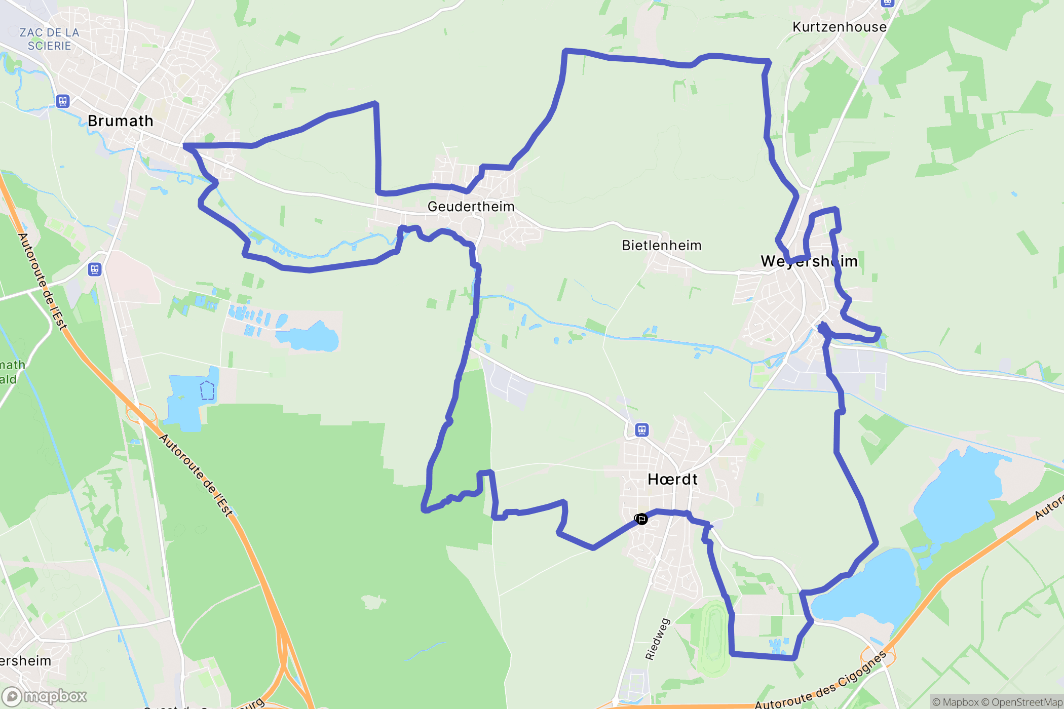 Hœrdt : carte du parcours de randonnée - France