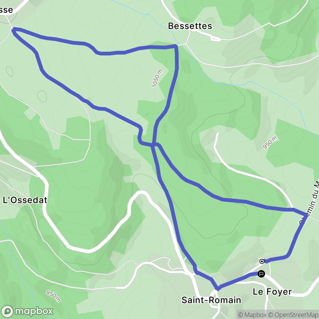 Saint-Romain : carte du parcours de randonnée - France