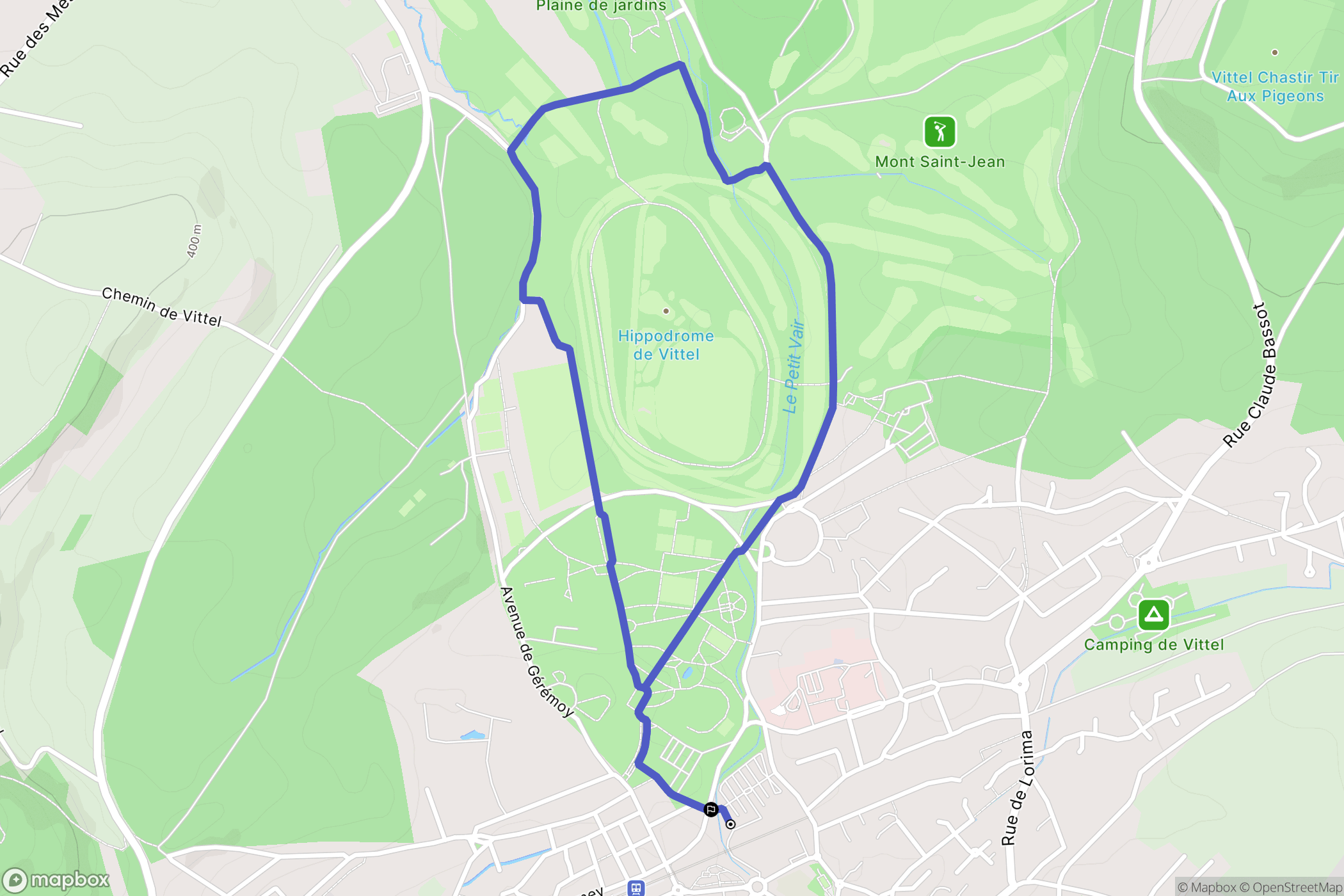 Vittel : carte du parcours de randonnée - France