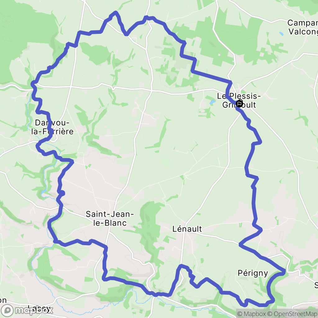 Les Monts d'Aunay : carte du parcours de randonnée - France